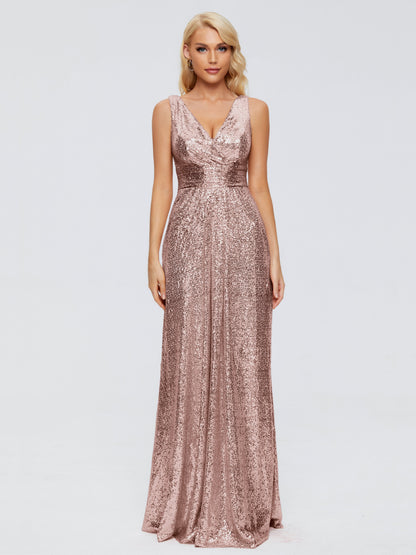 Alyssa Straps V-back Sequins Bridesmaid Dress