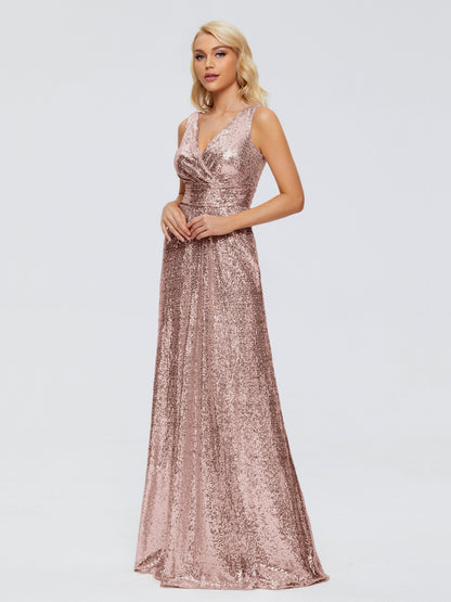 Alyssa Straps V-back Sequins Bridesmaid Dress