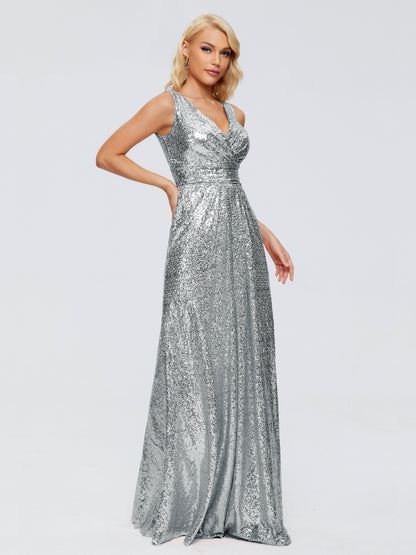 Alyssa Straps V-back Sequins Bridesmaid Dress