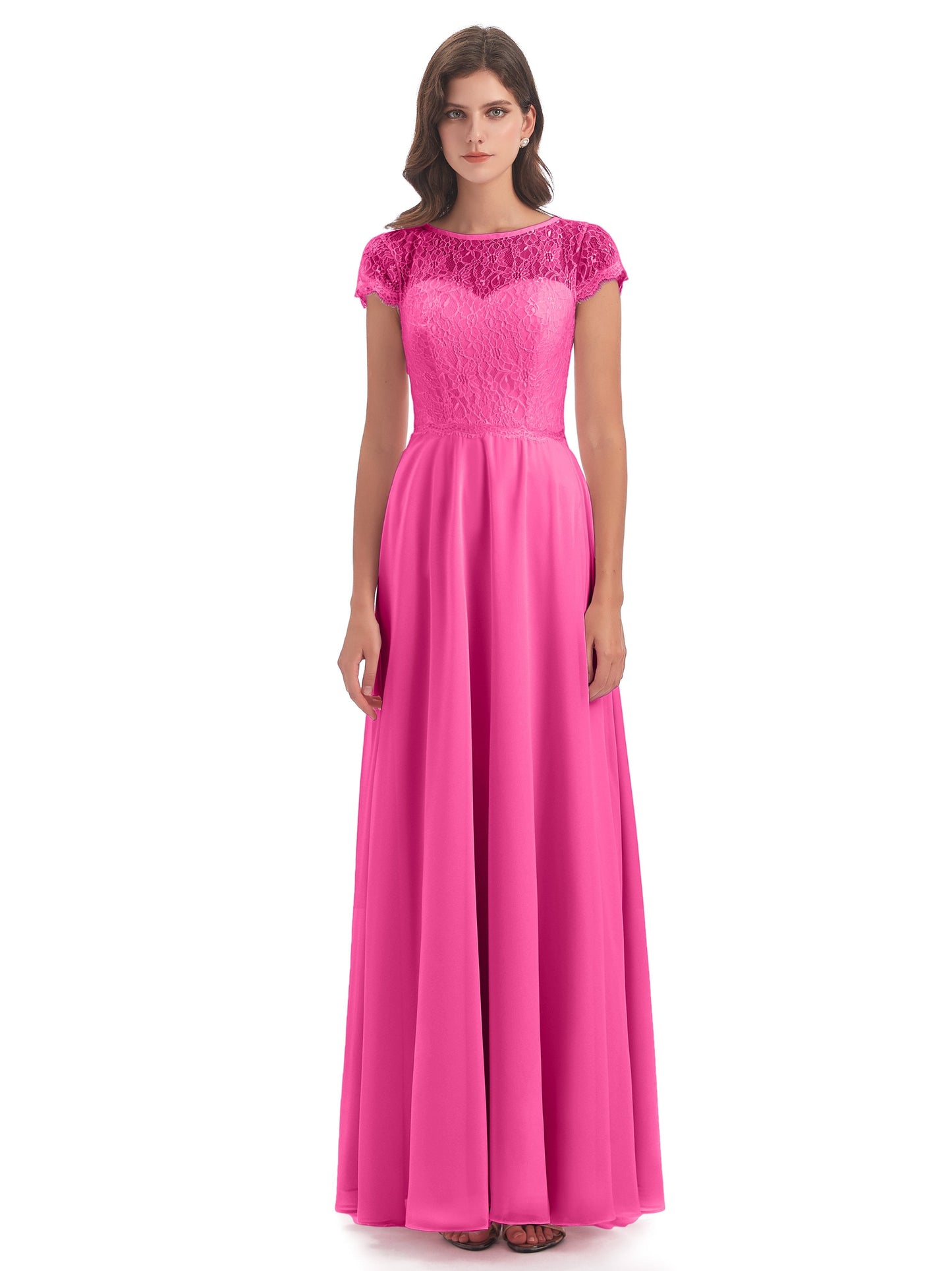 Amelia Sheatch Cap Sleeves Lace Bridesmaid Dresses