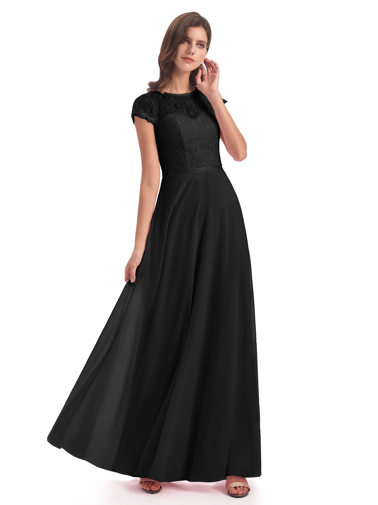 Amelia Sheatch Cap Sleeves Lace Bridesmaid Dresses