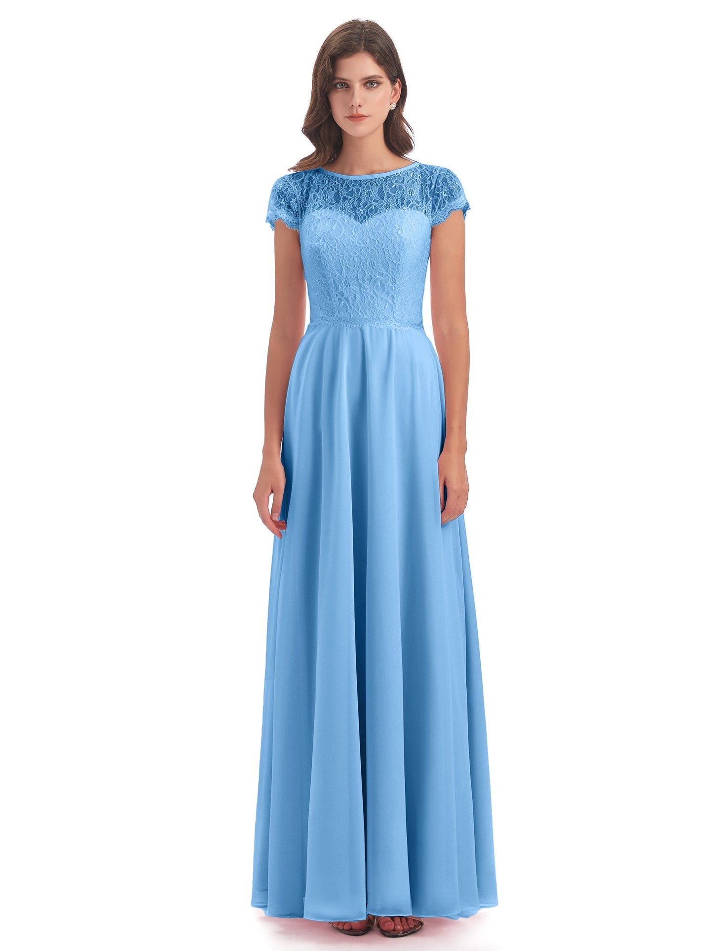 Amelia Sheatch Cap Sleeves Lace Bridesmaid Dresses