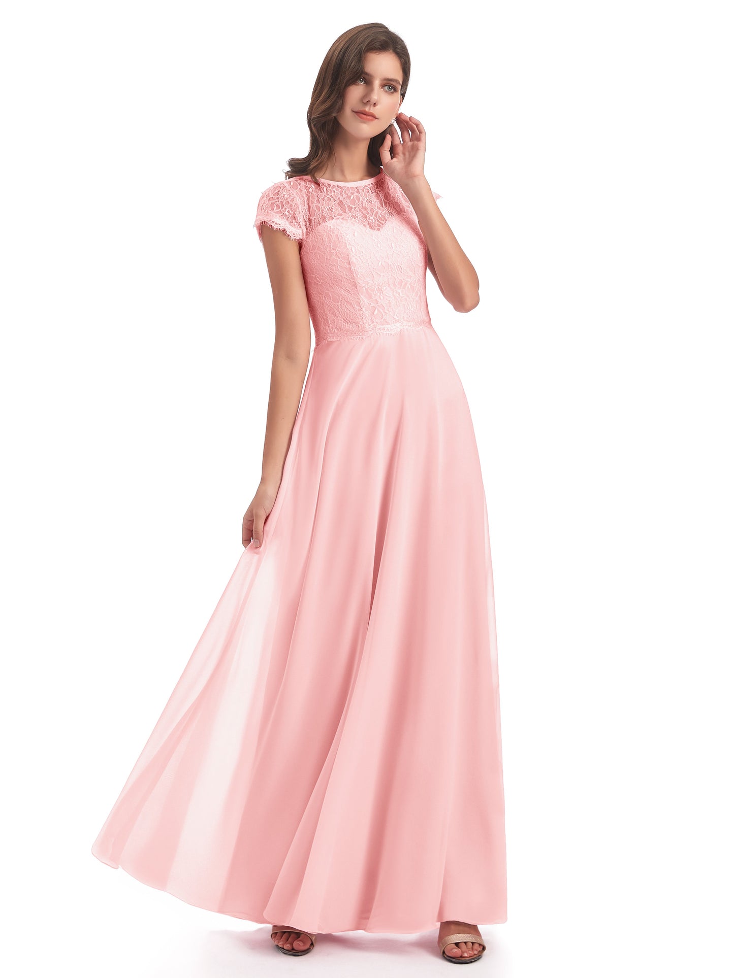 Amelia Sheatch Cap Sleeves Lace Bridesmaid Dresses