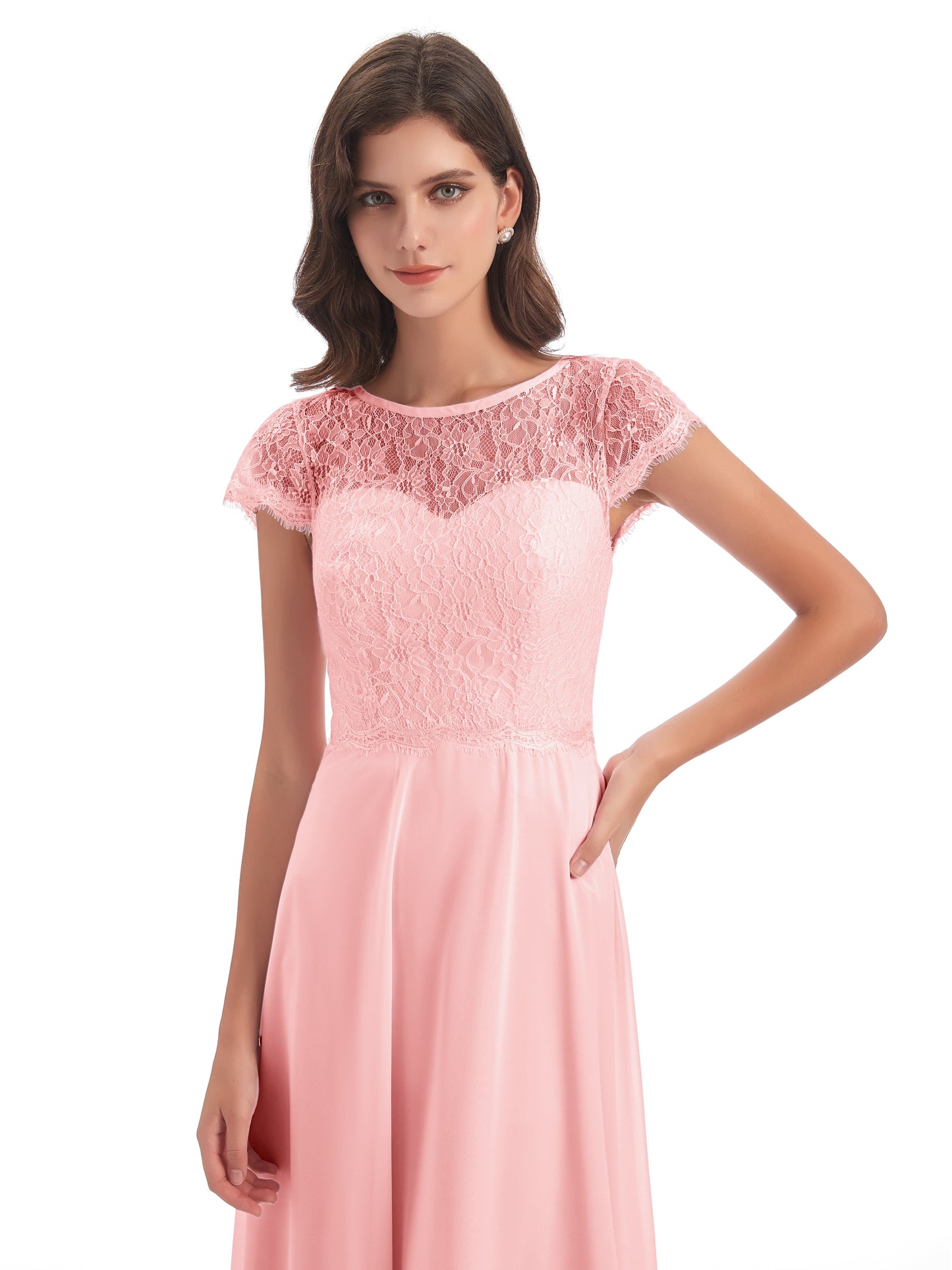 Amelia Sheatch Cap Sleeves Lace Bridesmaid Dresses