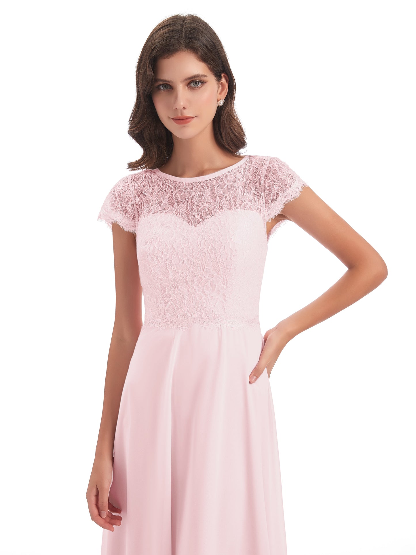 Amelia Sheatch Cap Sleeves Lace Bridesmaid Dresses