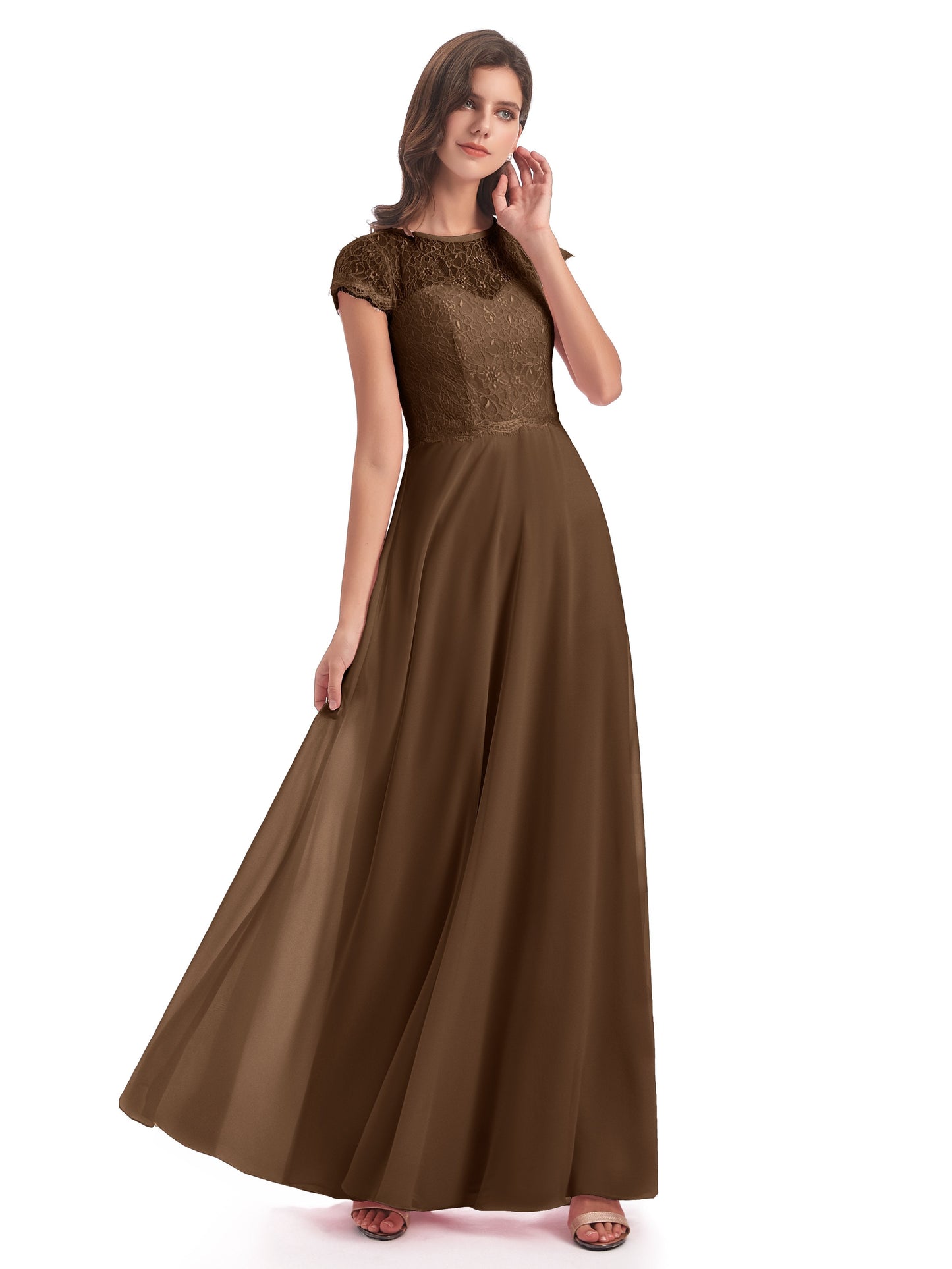 Amelia Sheatch Cap Sleeves Lace Bridesmaid Dresses