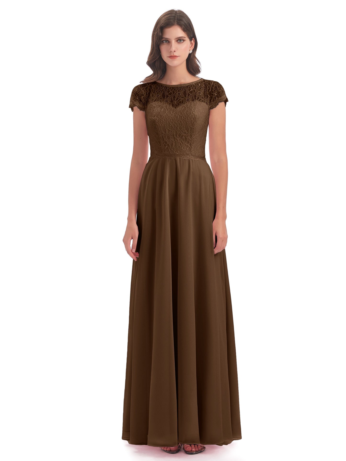 Amelia Sheatch Cap Sleeves Lace Bridesmaid Dresses