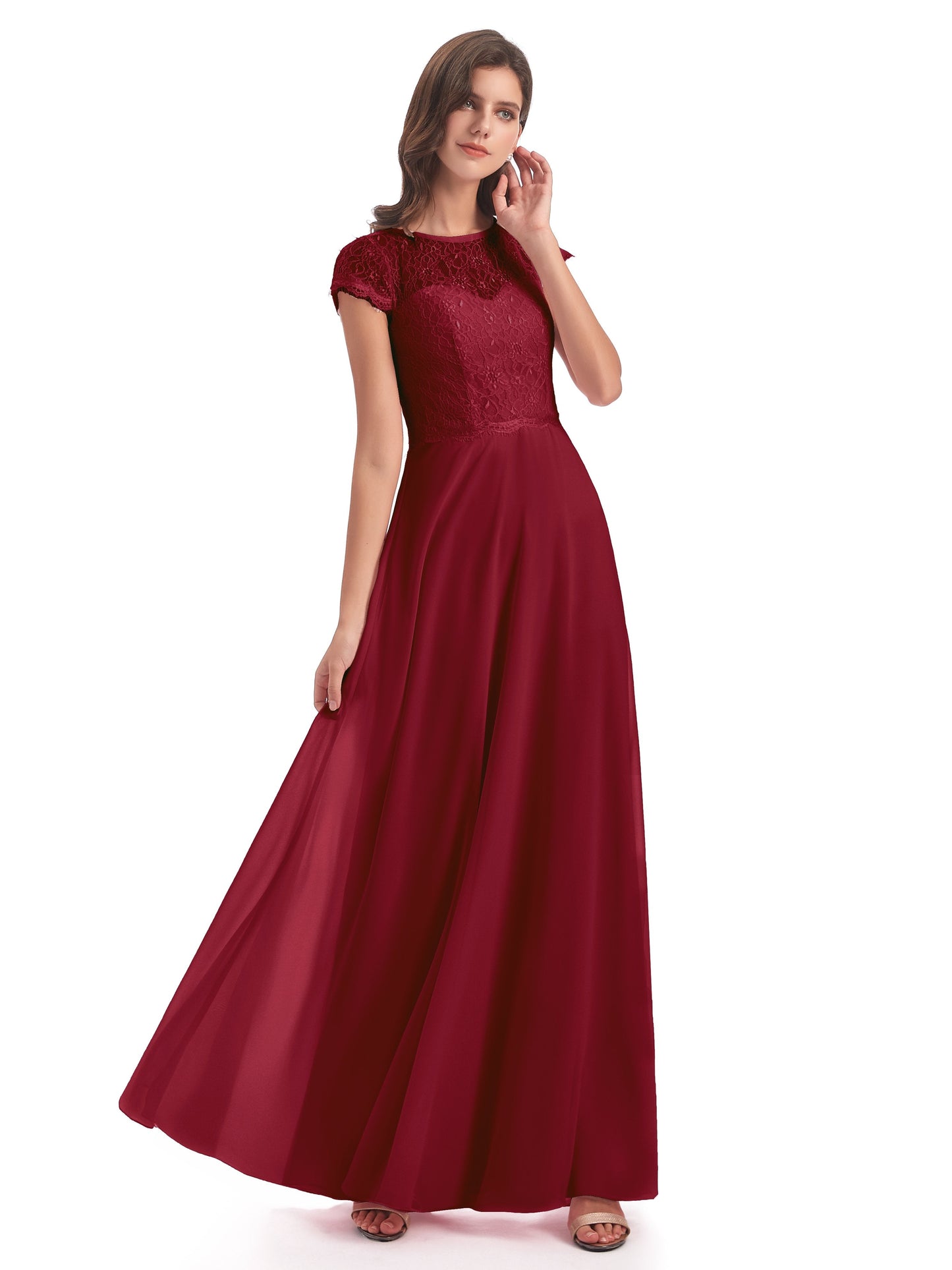 Amelia Sheatch Cap Sleeves Lace Bridesmaid Dresses
