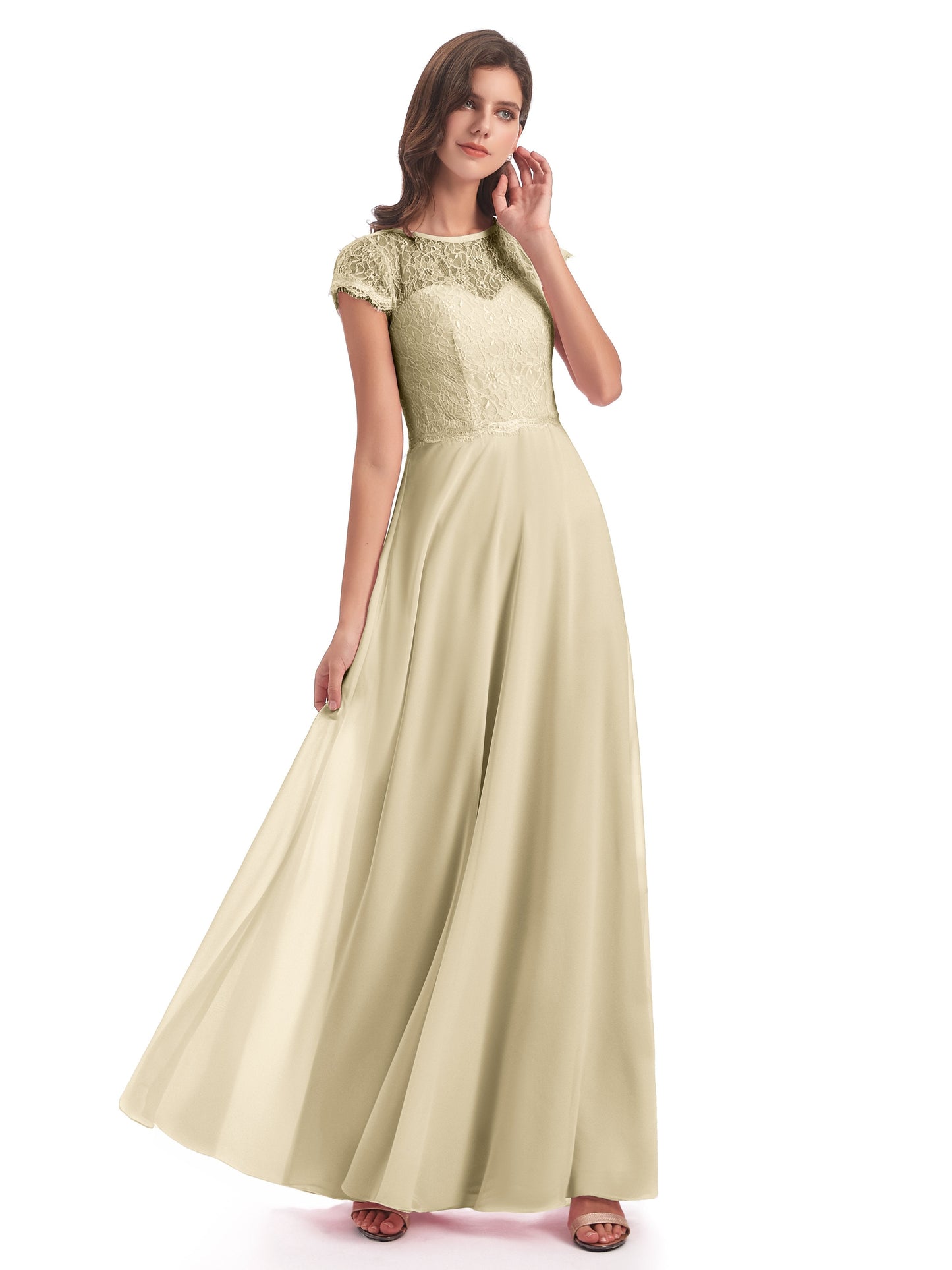 Amelia Sheatch Cap Sleeves Lace Bridesmaid Dresses