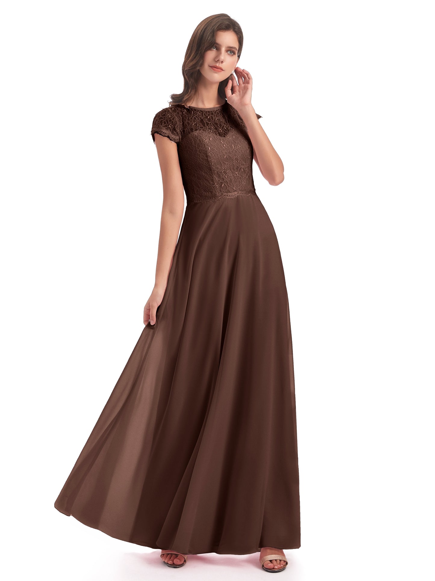 Amelia Sheatch Cap Sleeves Lace Bridesmaid Dresses