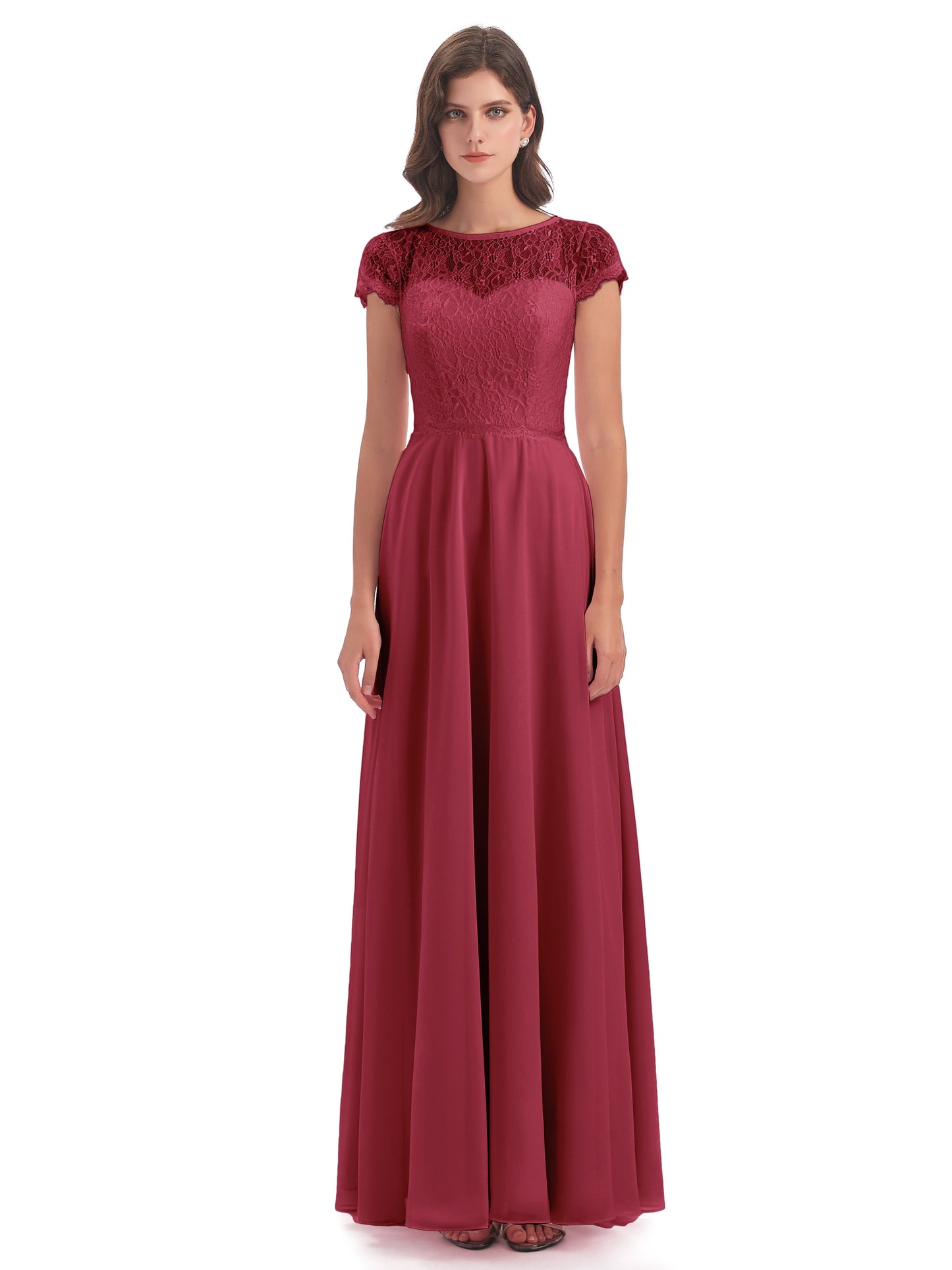 Amelia Sheatch Cap Sleeves Lace Bridesmaid Dresses