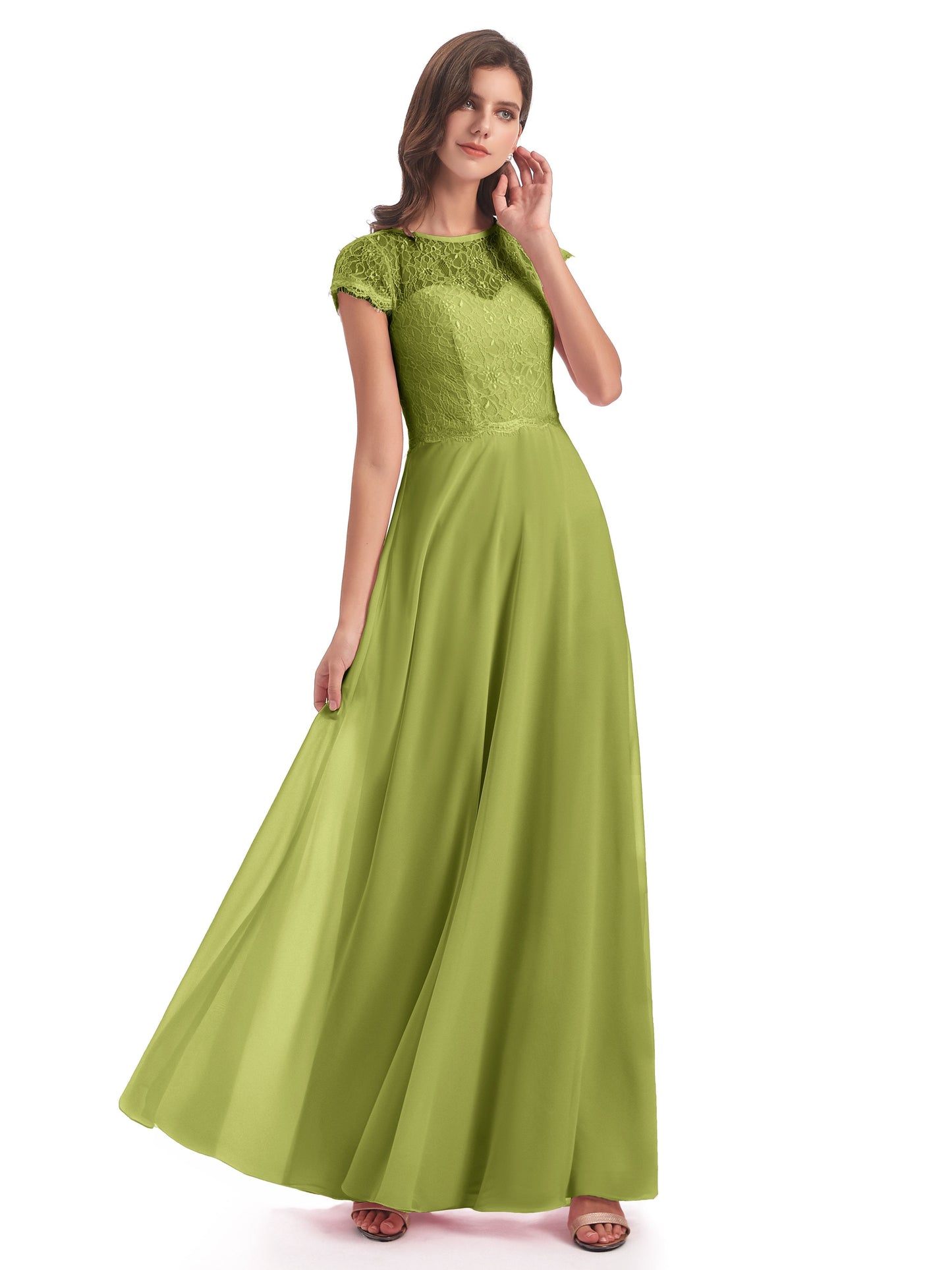 Amelia Sheatch Cap Sleeves Lace Bridesmaid Dresses
