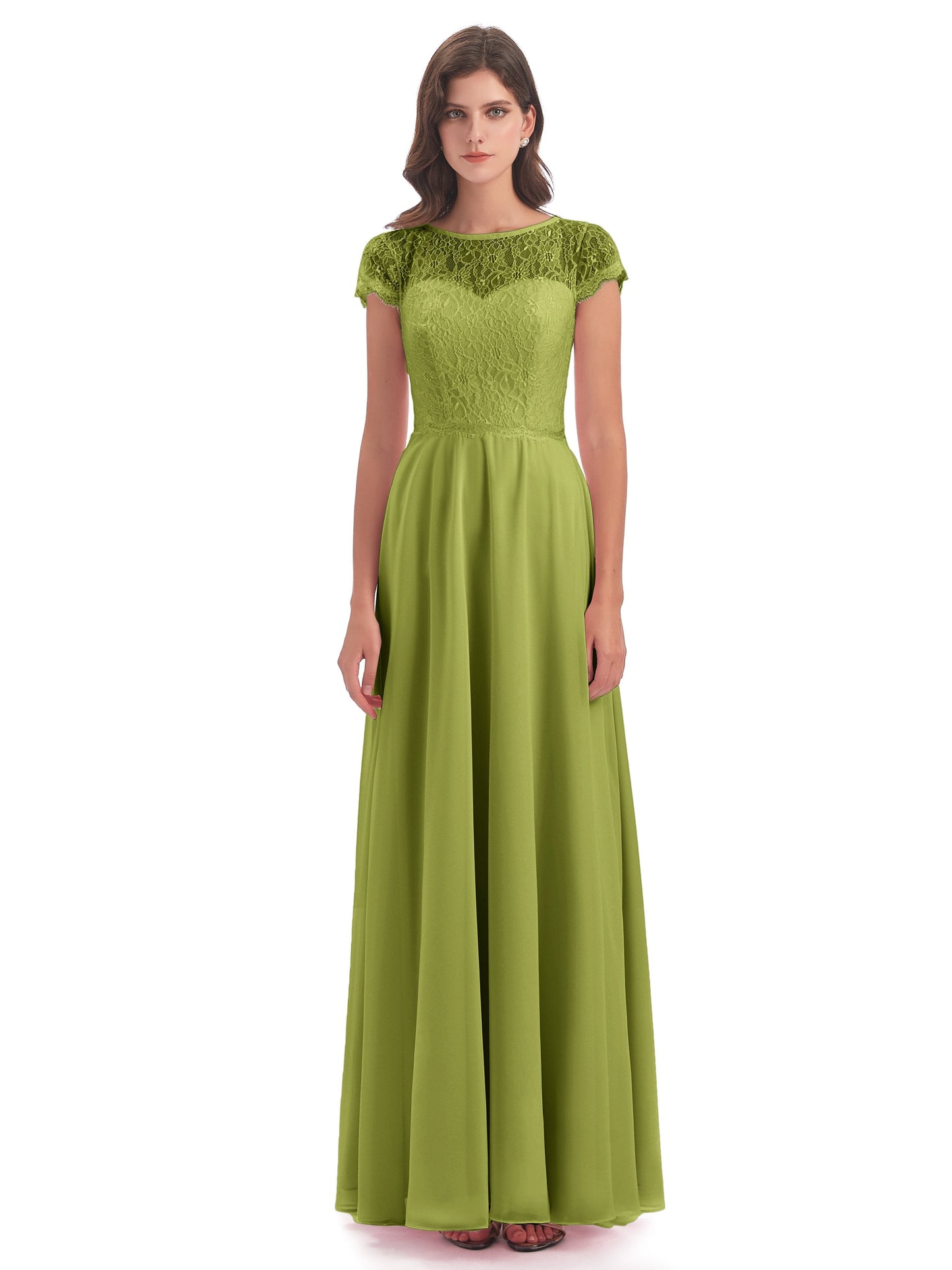 Amelia Sheatch Cap Sleeves Lace Bridesmaid Dresses