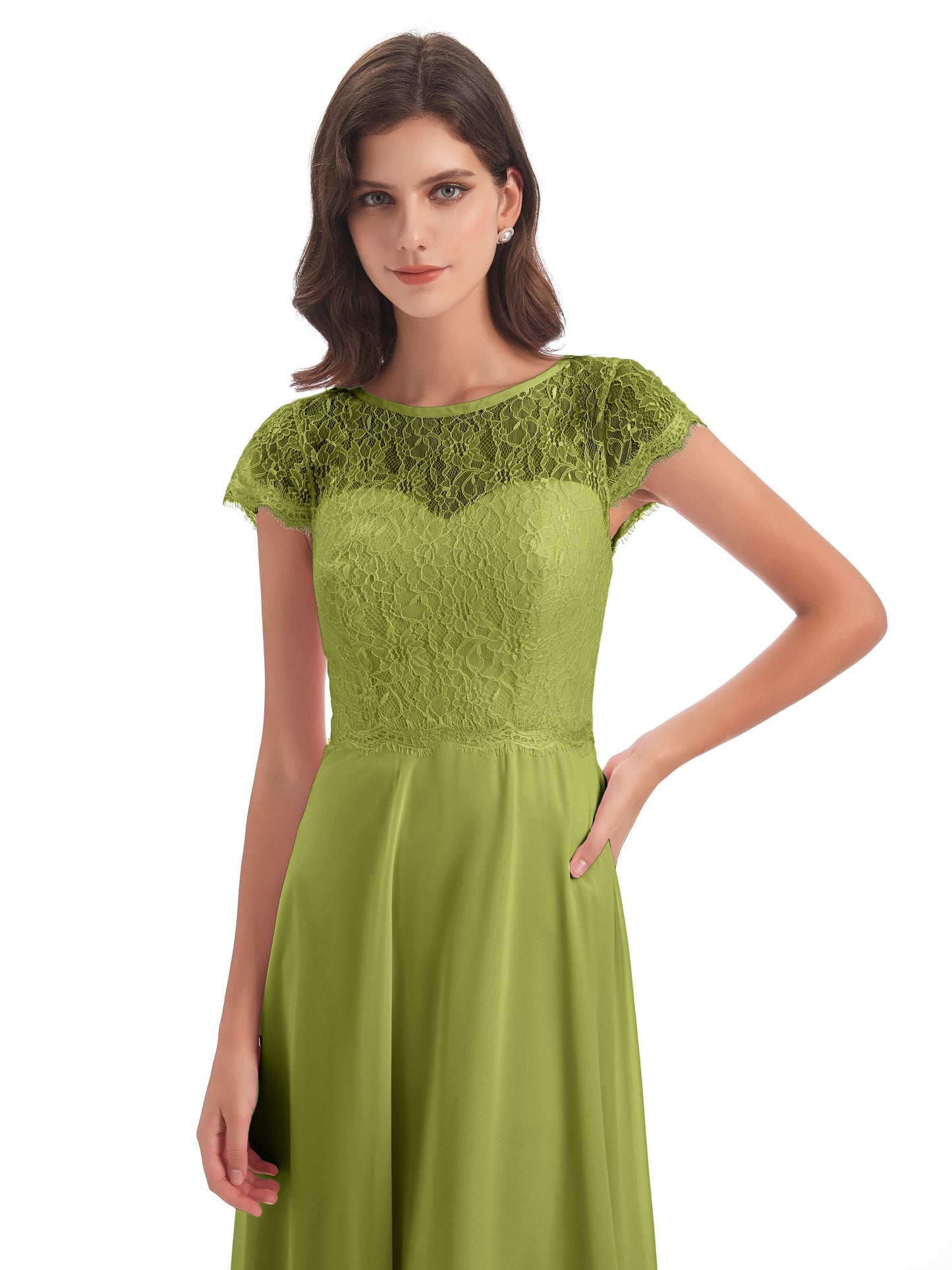 Amelia Sheatch Cap Sleeves Lace Bridesmaid Dresses