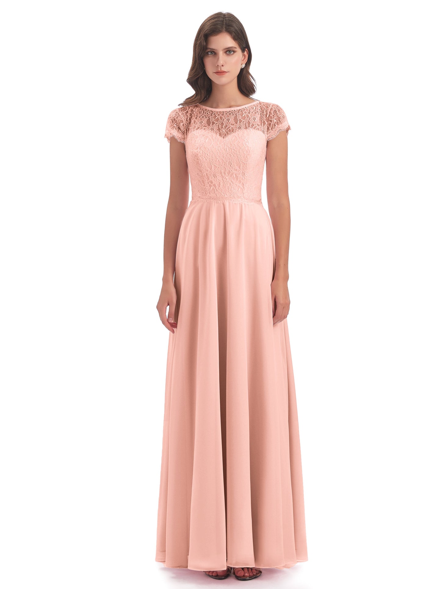 Amelia Sheatch Cap Sleeves Lace Bridesmaid Dresses
