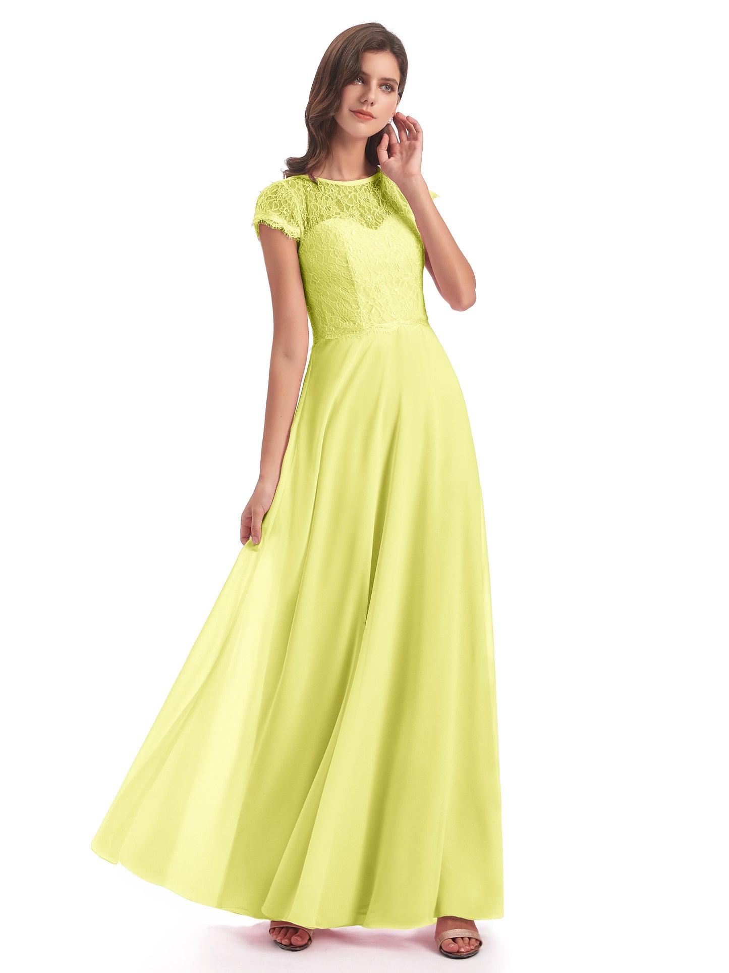 Amelia Sheatch Cap Sleeves Lace Bridesmaid Dresses