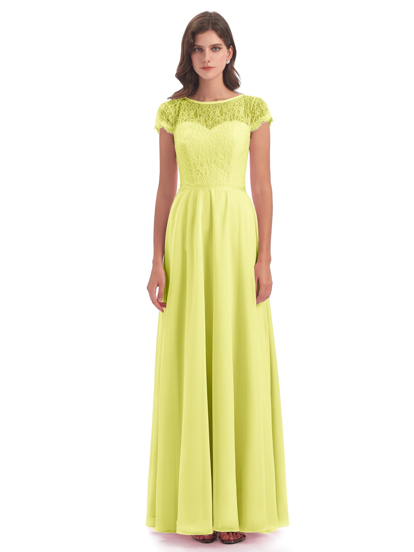 Amelia Sheatch Cap Sleeves Lace Bridesmaid Dresses