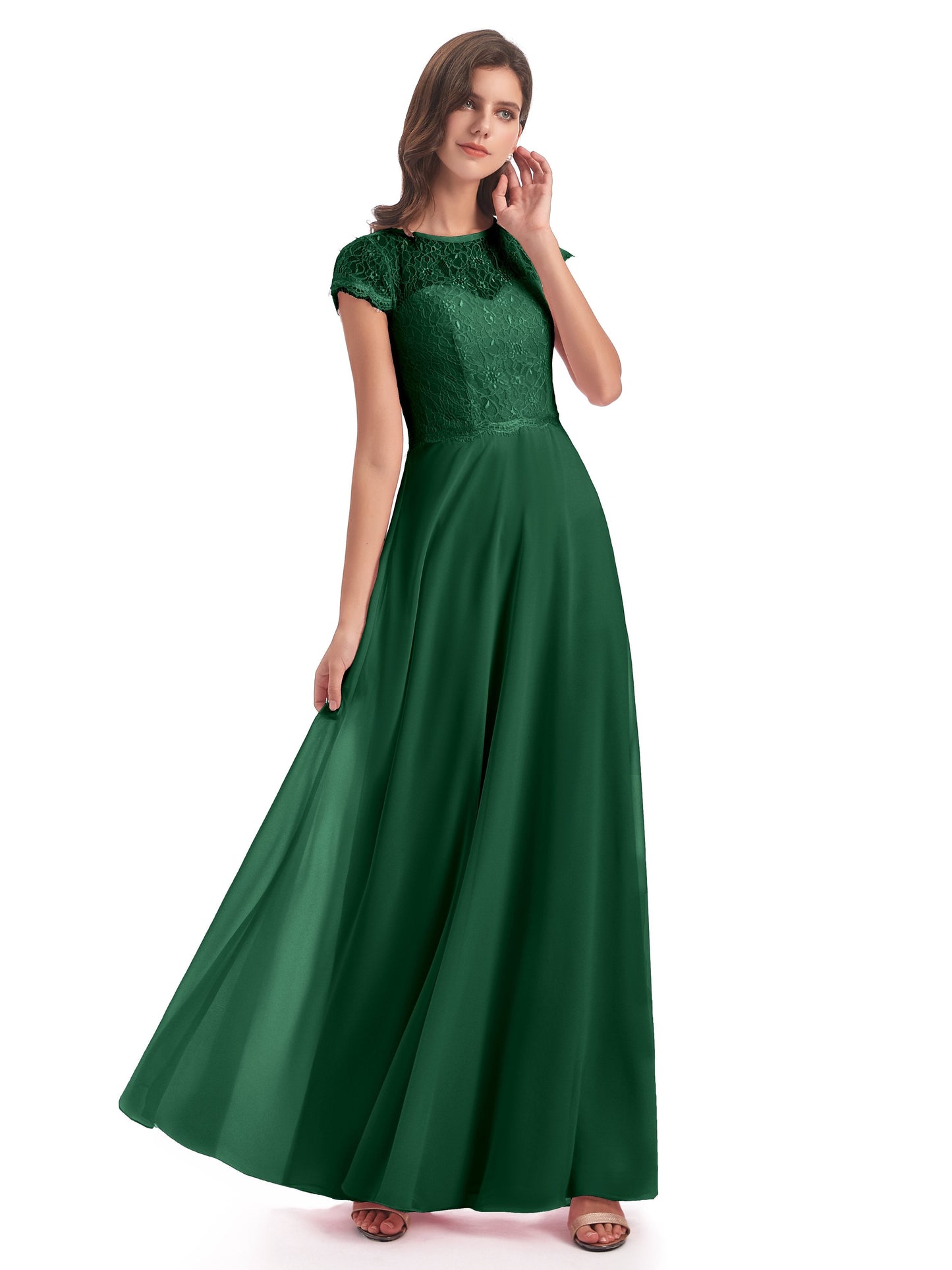 Amelia Sheatch Cap Sleeves Lace Bridesmaid Dresses