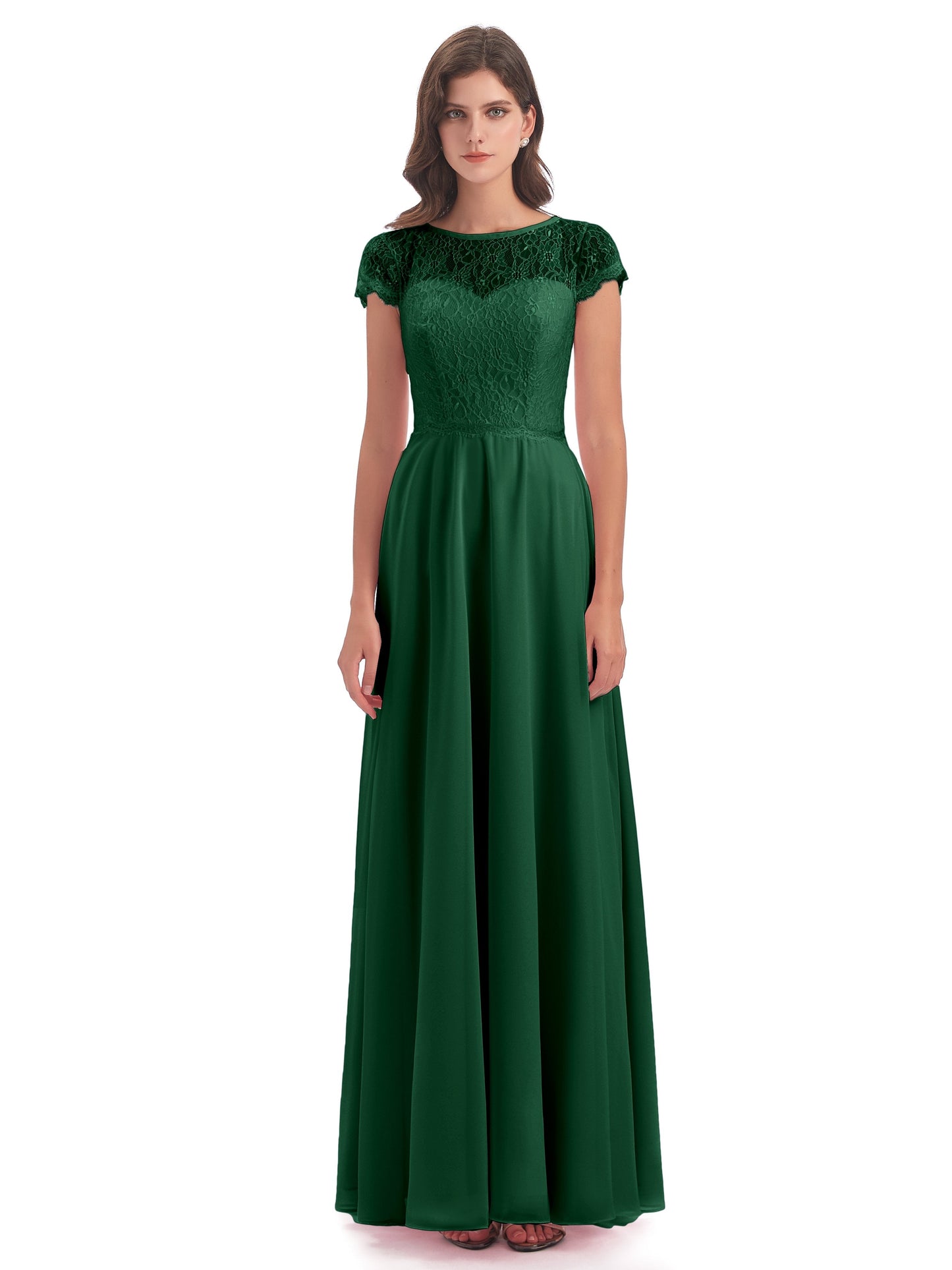 Amelia Sheatch Cap Sleeves Lace Bridesmaid Dresses