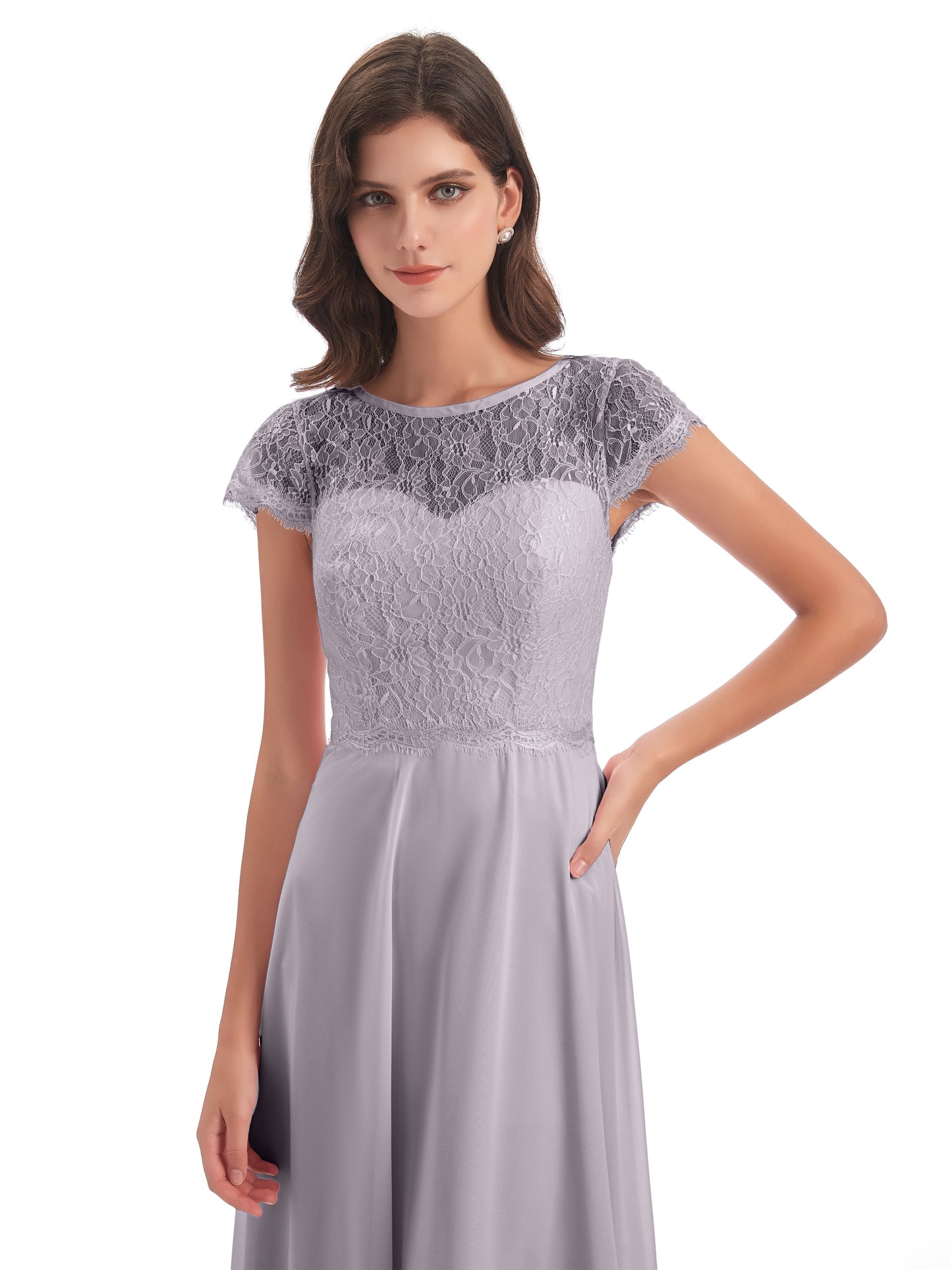 Amelia Sheatch Cap Sleeves Lace Bridesmaid Dresses
