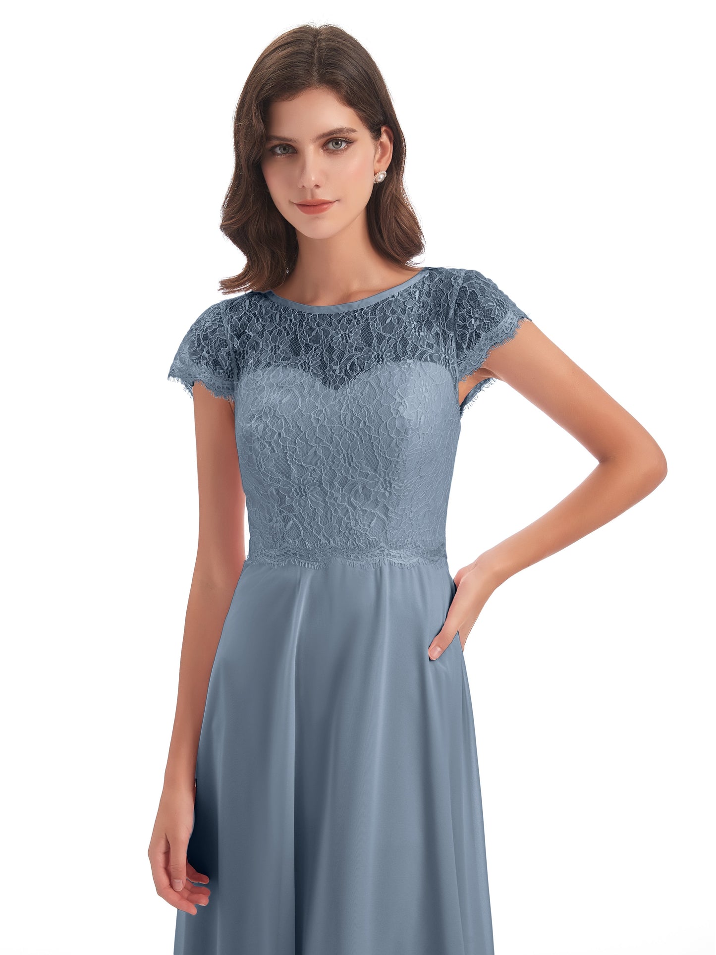 Amelia Sheatch Cap Sleeves Lace Bridesmaid Dresses