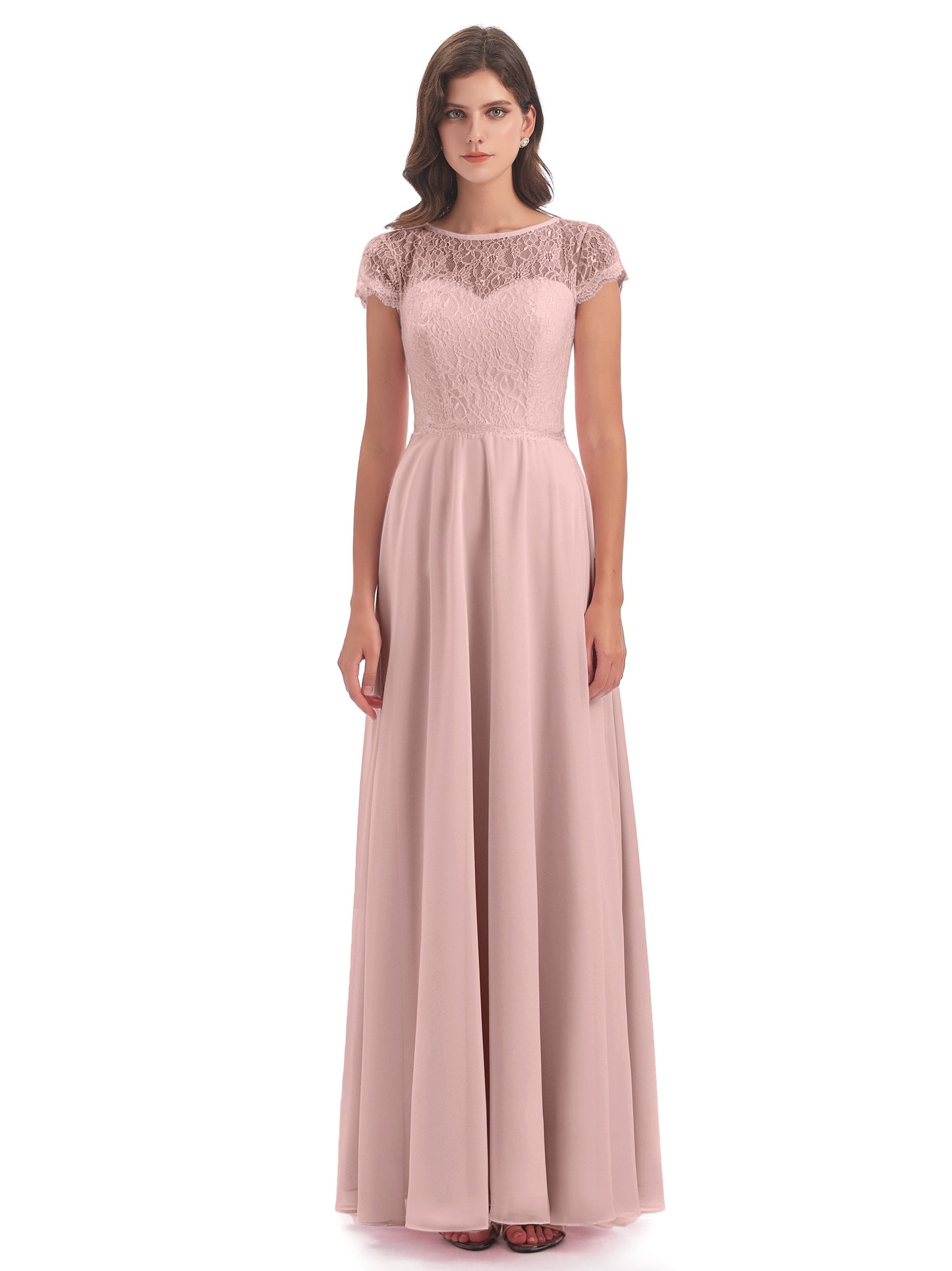 Amelia Sheatch Cap Sleeves Lace Bridesmaid Dresses