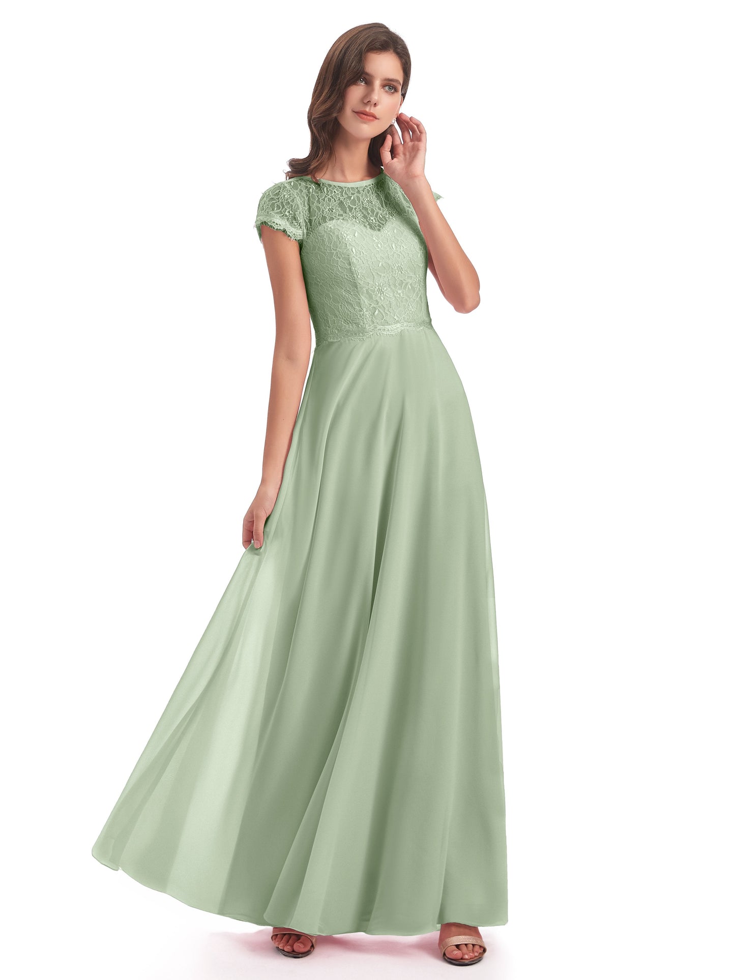 Amelia Sheatch Cap Sleeves Lace Bridesmaid Dresses