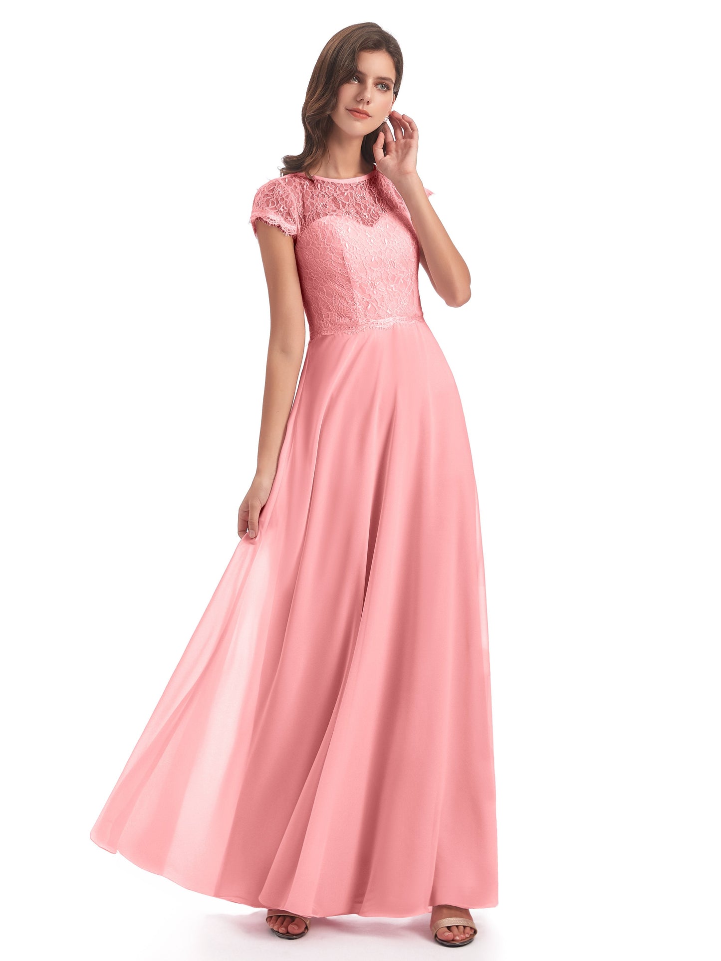 Amelia Sheatch Cap Sleeves Lace Bridesmaid Dresses