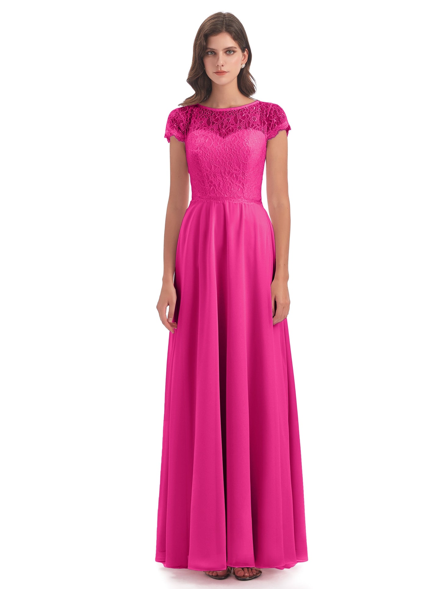 Amelia Sheatch Cap Sleeves Lace Bridesmaid Dresses