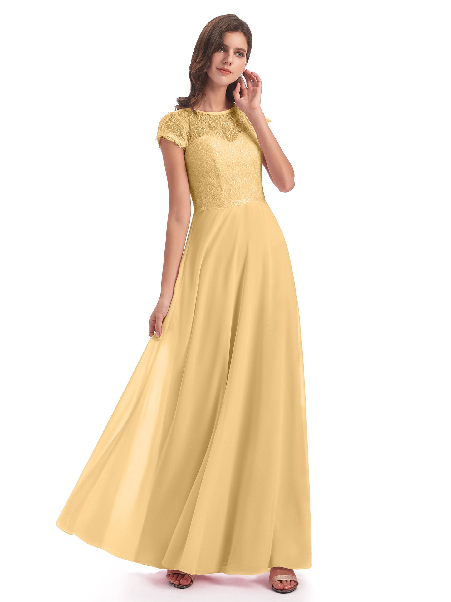 Amelia Sheatch Cap Sleeves Lace Bridesmaid Dresses