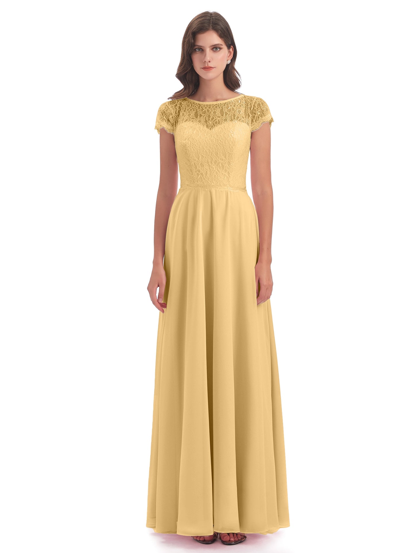 Amelia Sheatch Cap Sleeves Lace Bridesmaid Dresses