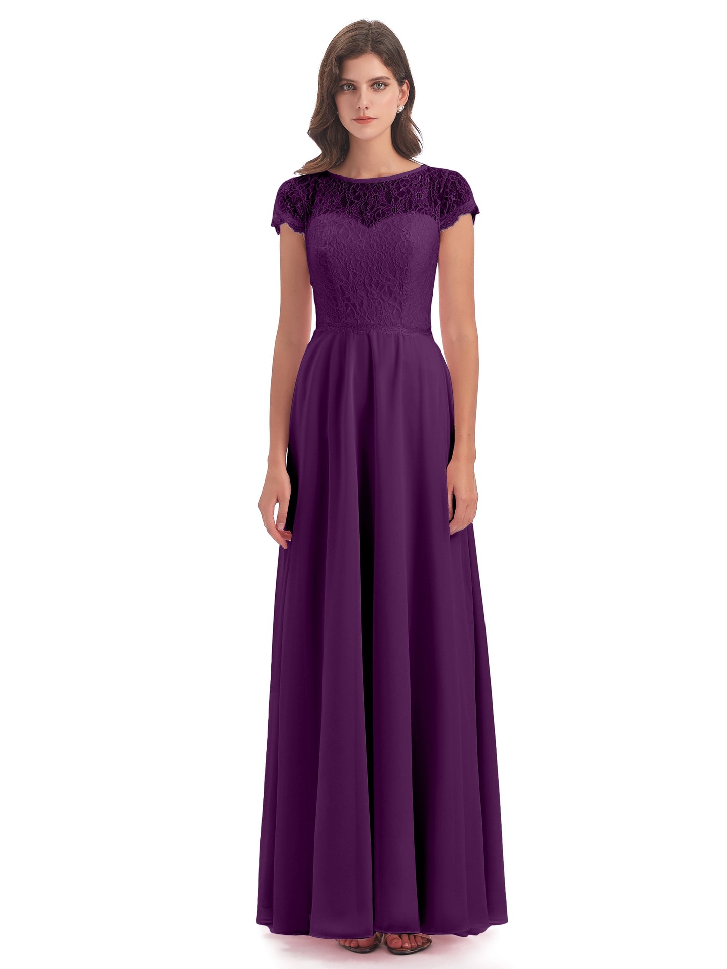 Amelia Sheatch Cap Sleeves Lace Bridesmaid Dresses