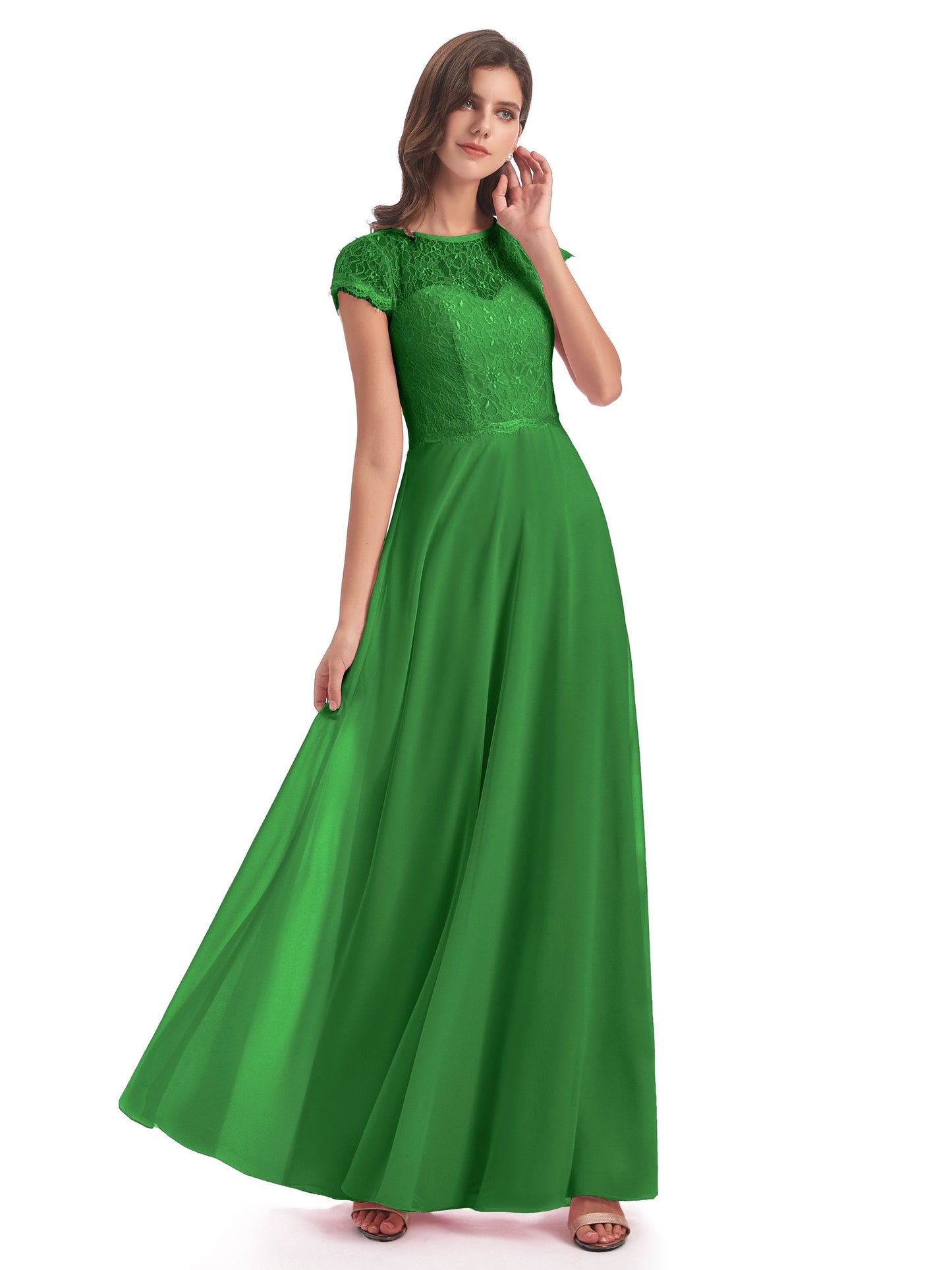 Amelia Sheatch Cap Sleeves Lace Bridesmaid Dresses