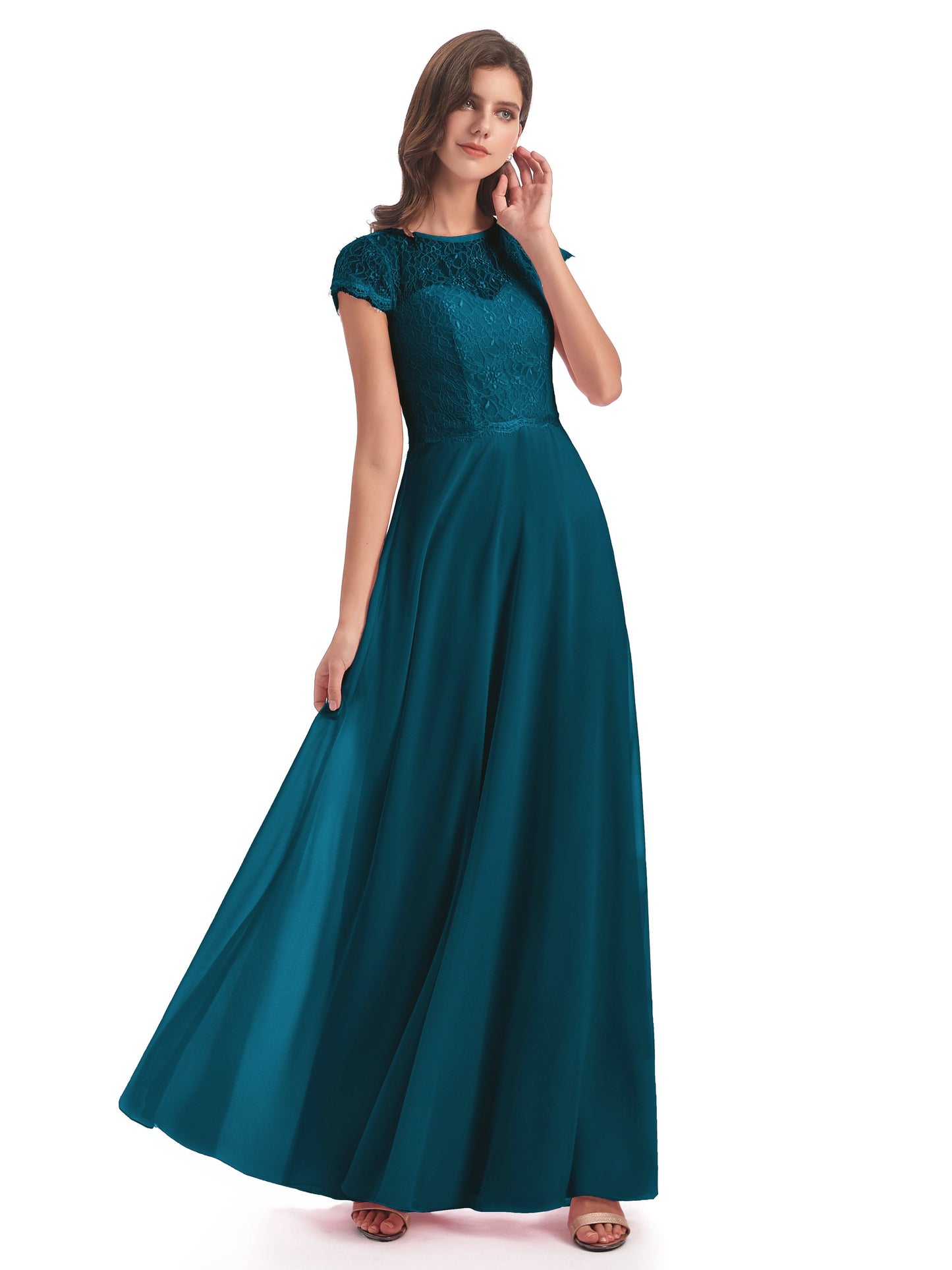Amelia Sheatch Cap Sleeves Lace Bridesmaid Dresses