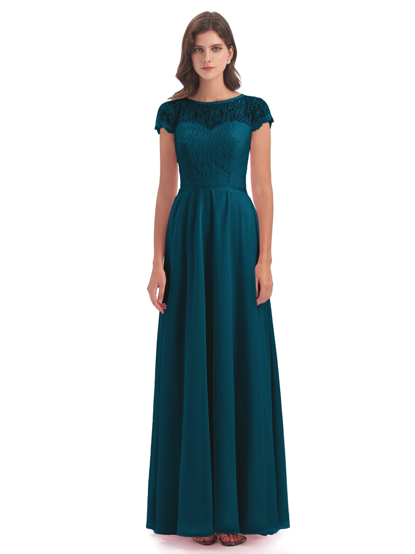 Amelia Sheatch Cap Sleeves Lace Bridesmaid Dresses
