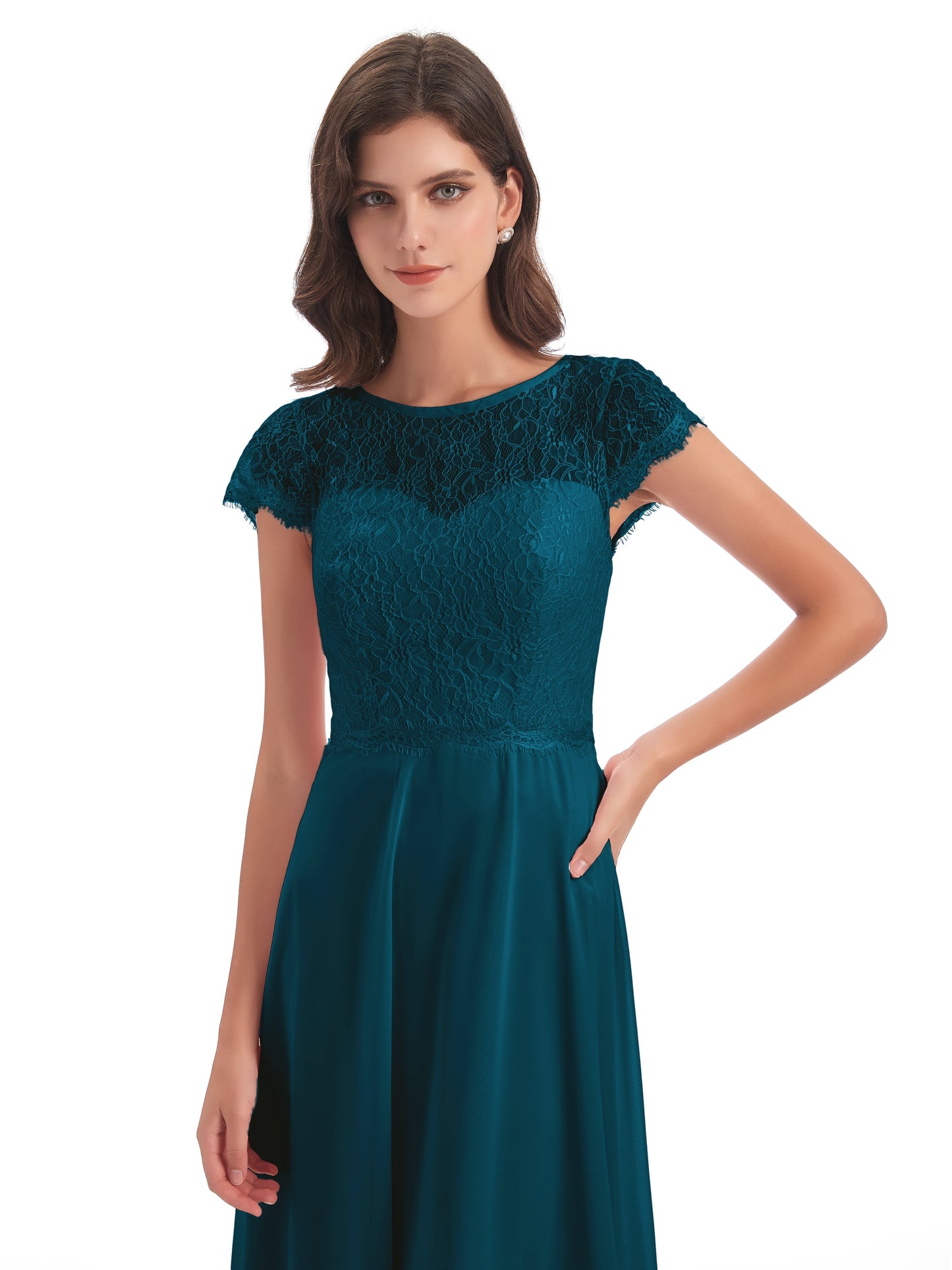 Amelia Sheatch Cap Sleeves Lace Bridesmaid Dresses