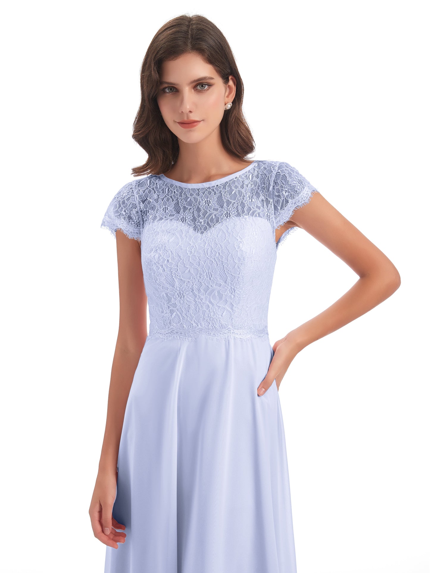 Amelia Sheatch Cap Sleeves Lace Bridesmaid Dresses