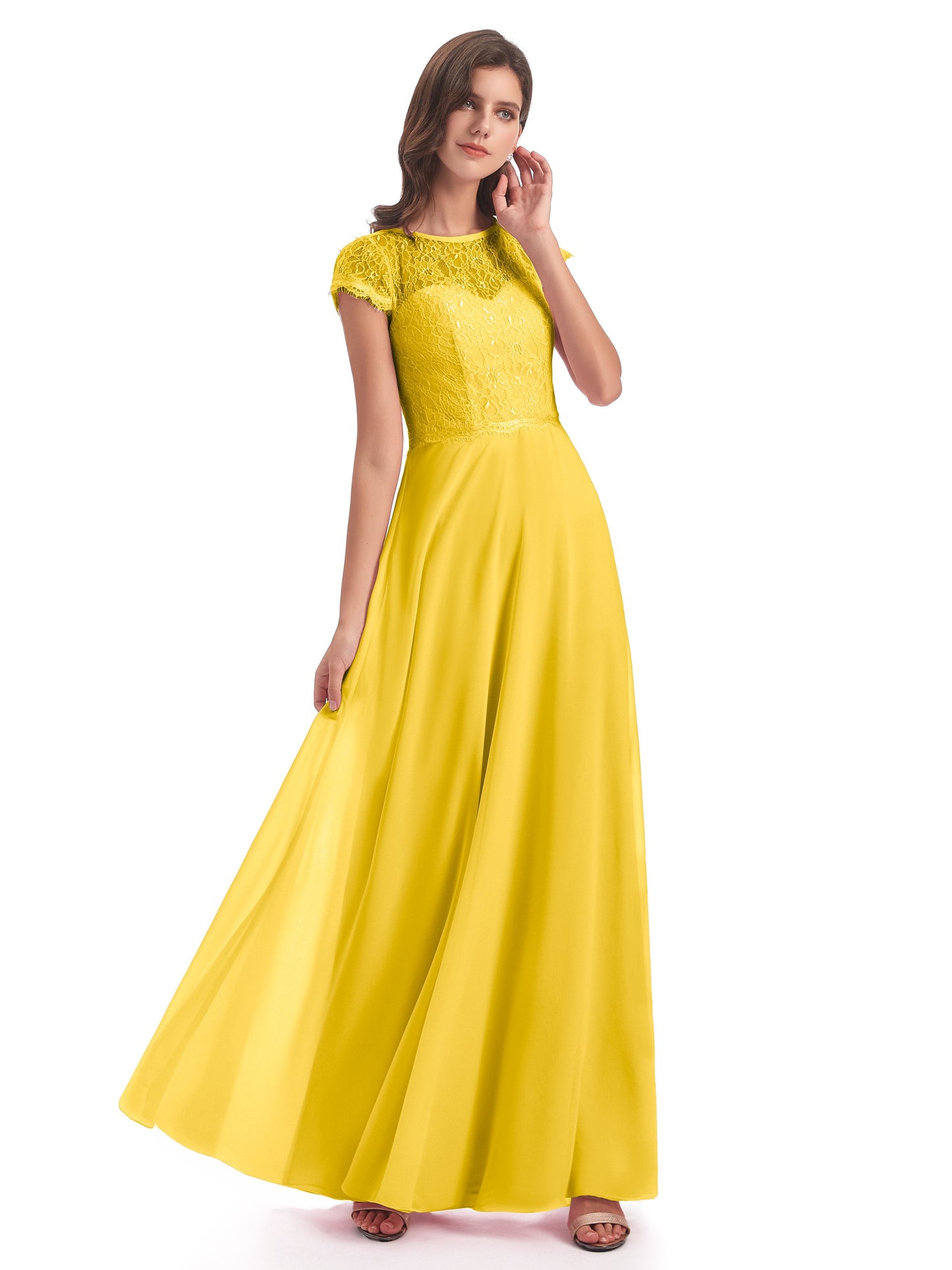 Amelia Sheatch Cap Sleeves Lace Bridesmaid Dresses