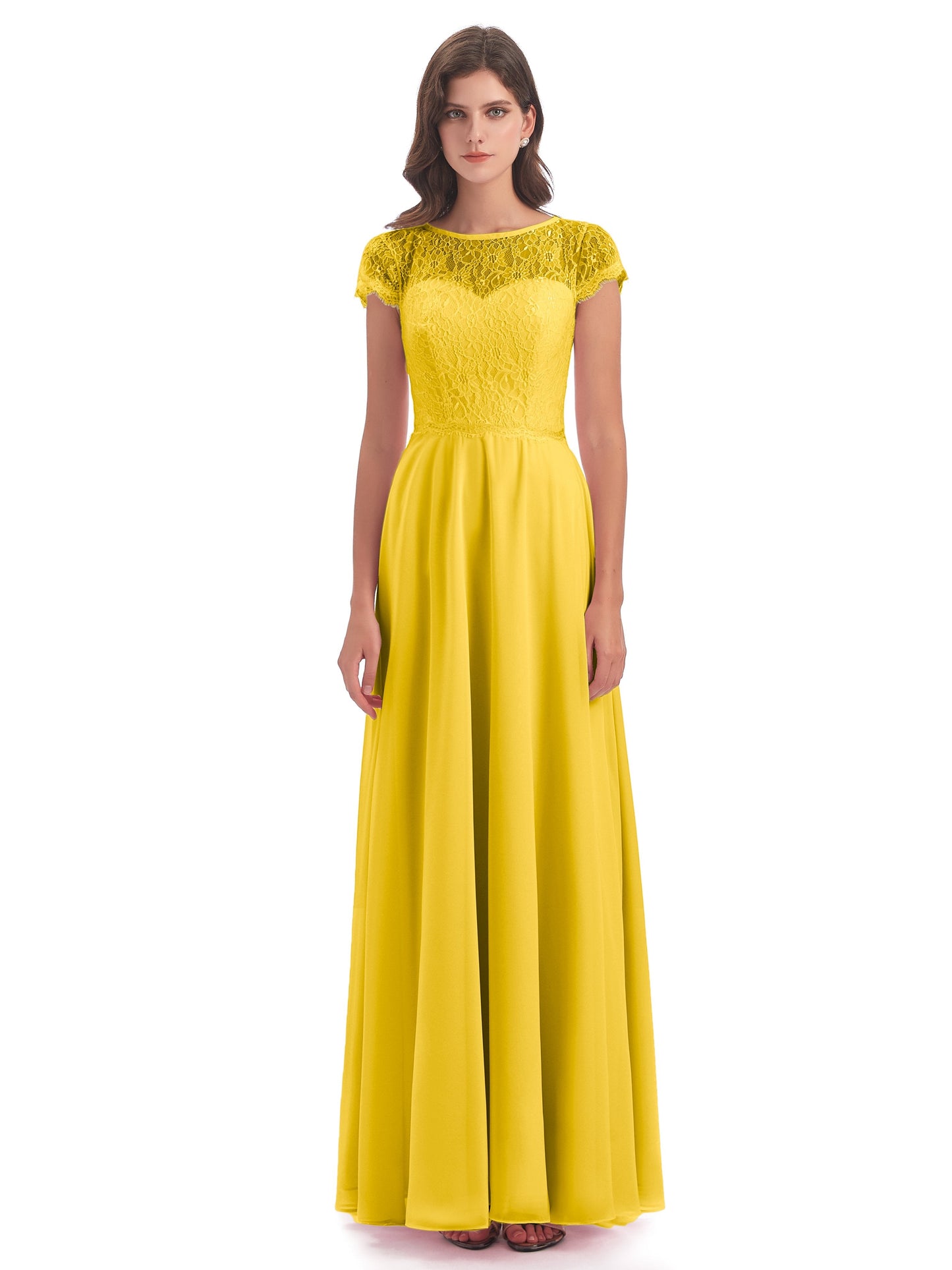 Amelia Sheatch Cap Sleeves Lace Bridesmaid Dresses