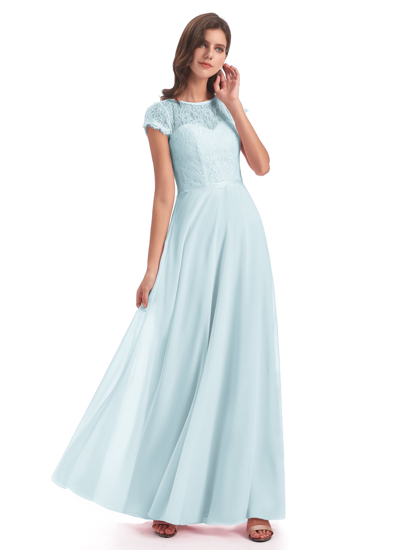 Amelia Sheatch Cap Sleeves Lace Bridesmaid Dresses