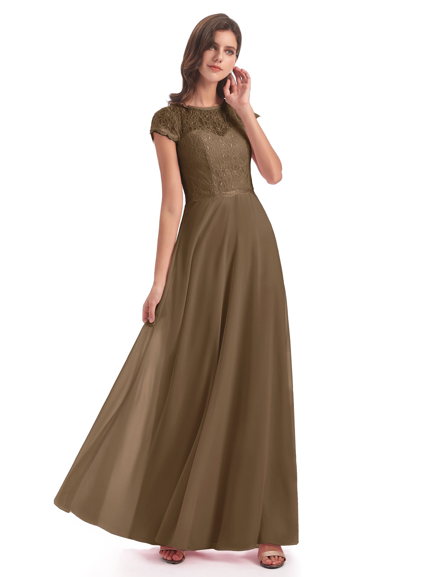 Amelia Sheatch Cap Sleeves Lace Bridesmaid Dresses