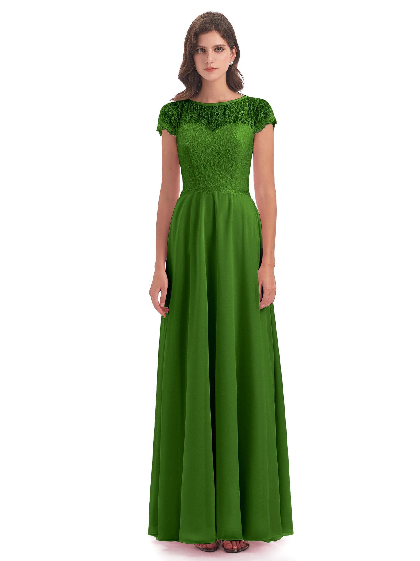 Amelia Sheatch Cap Sleeves Lace Bridesmaid Dresses
