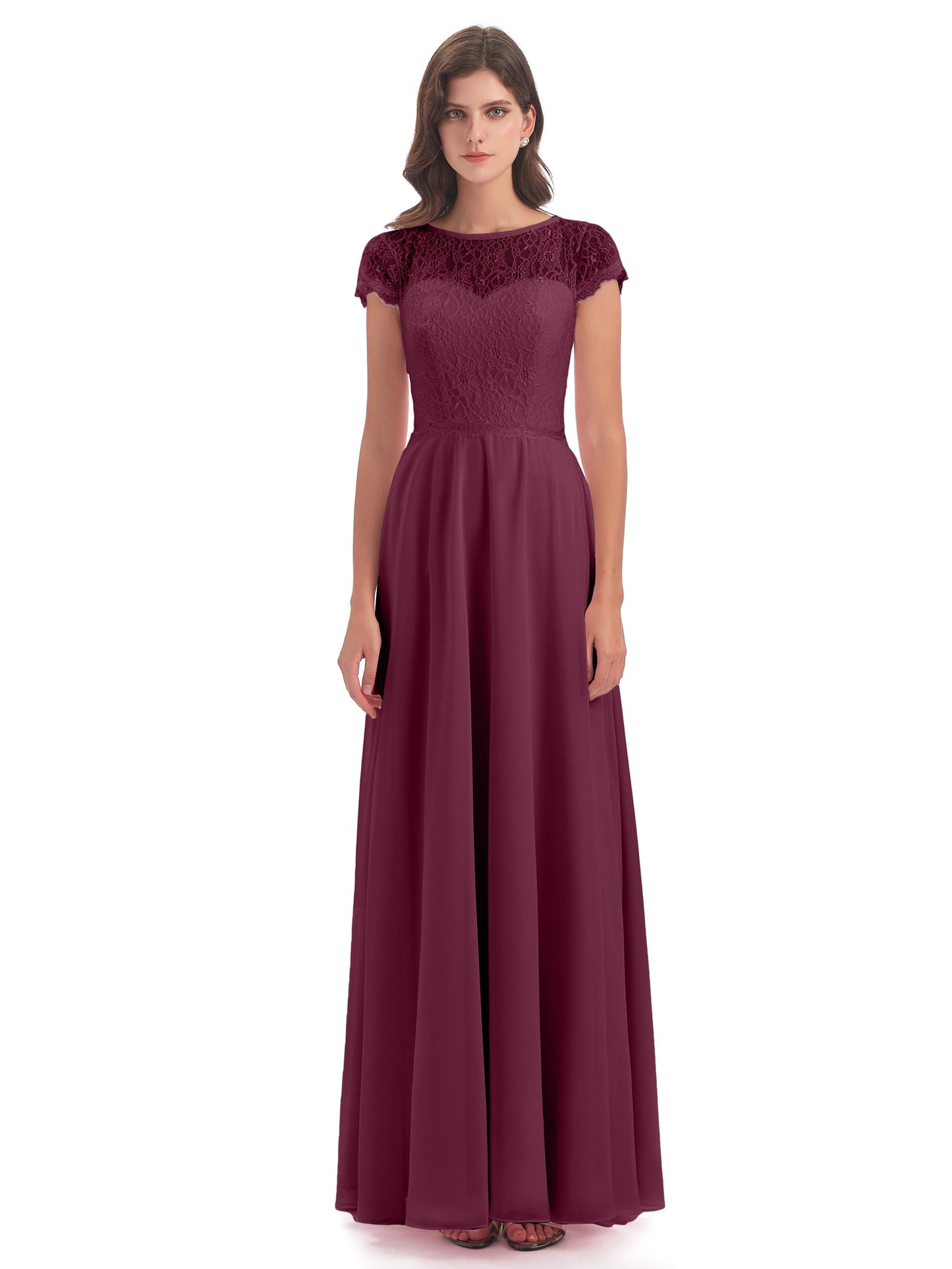 Amelia Sheatch Cap Sleeves Lace Bridesmaid Dresses
