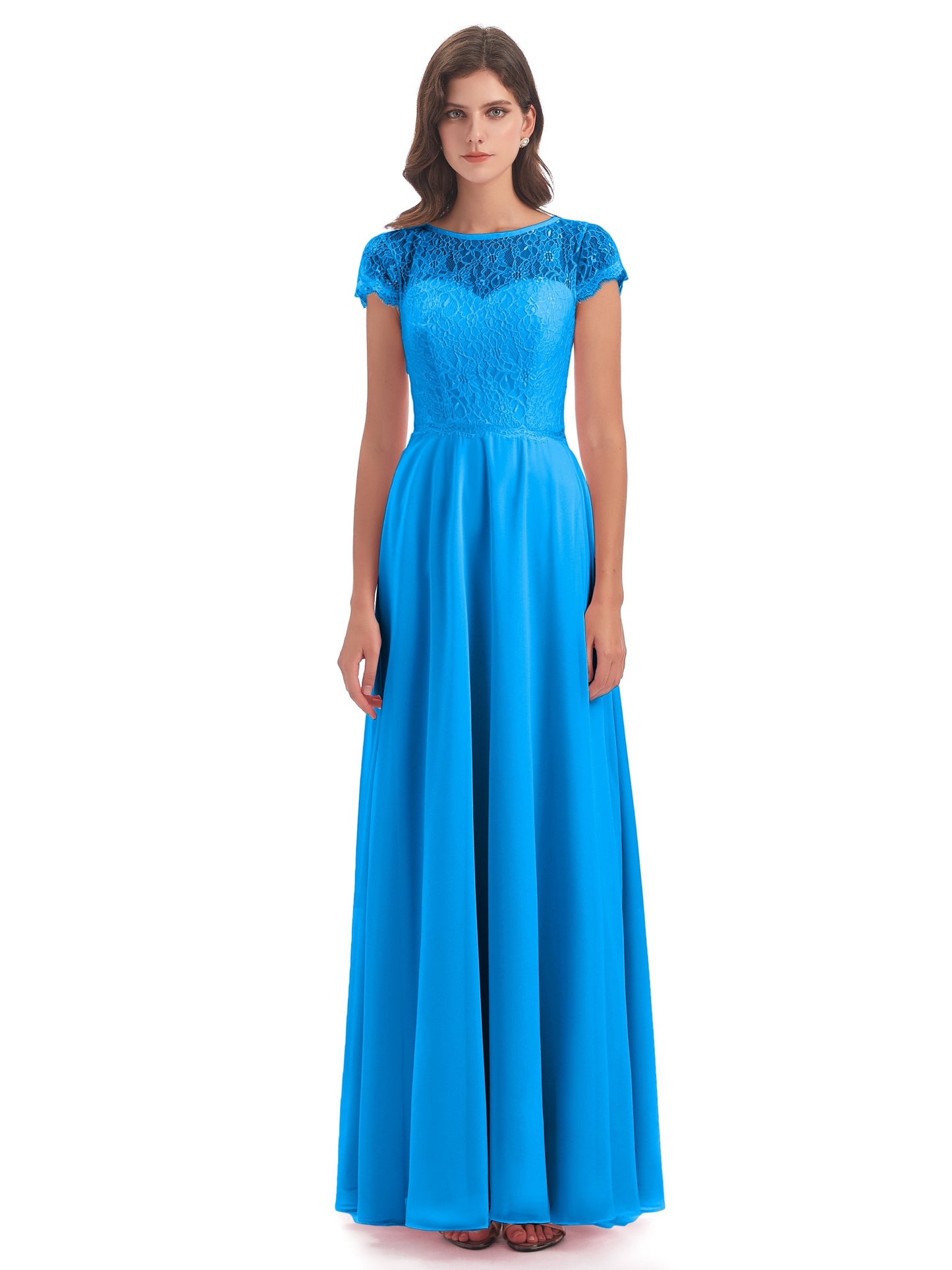 Amelia Sheatch Cap Sleeves Lace Bridesmaid Dresses