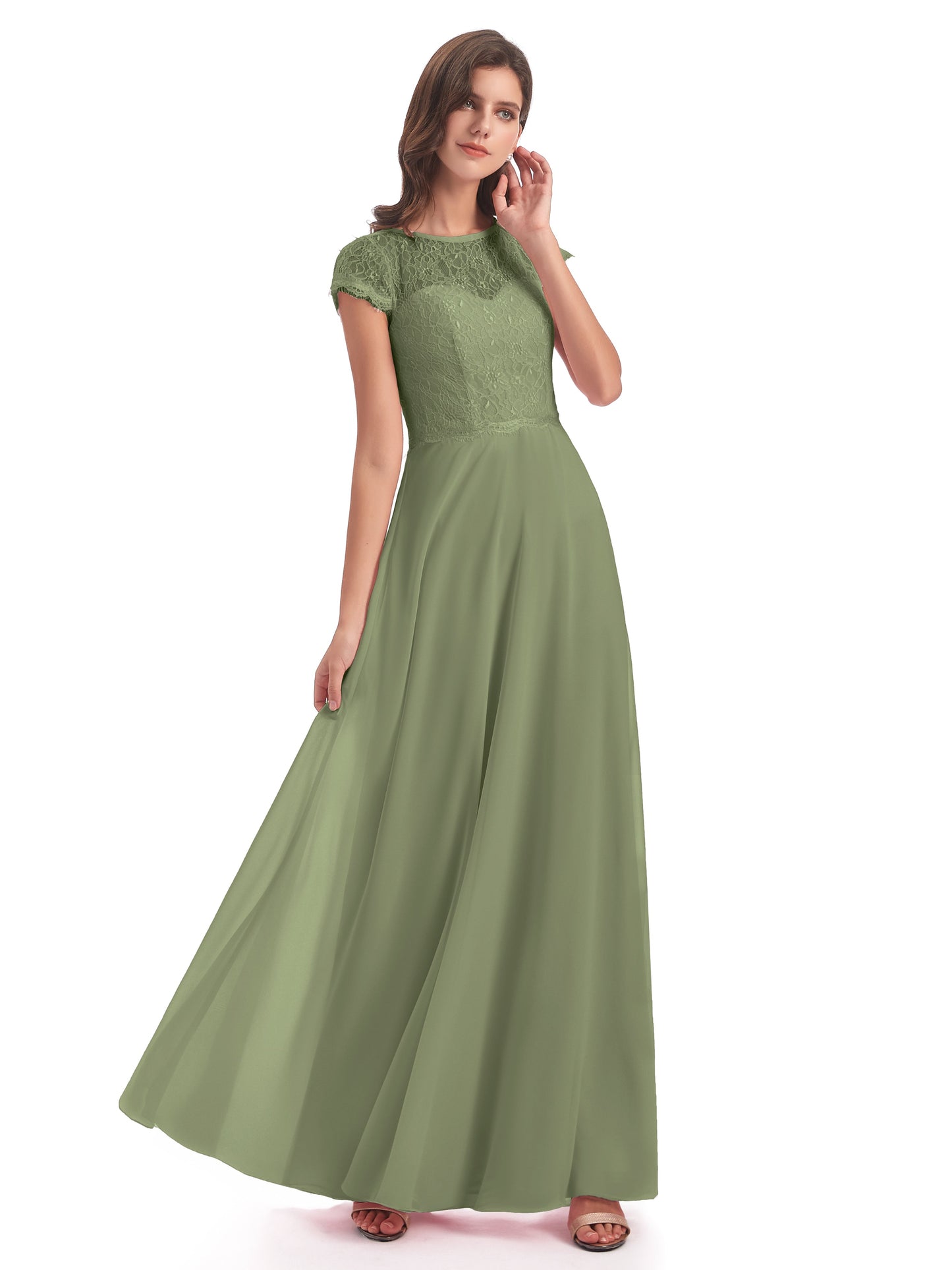 Amelia Sheatch Cap Sleeves Lace Bridesmaid Dresses