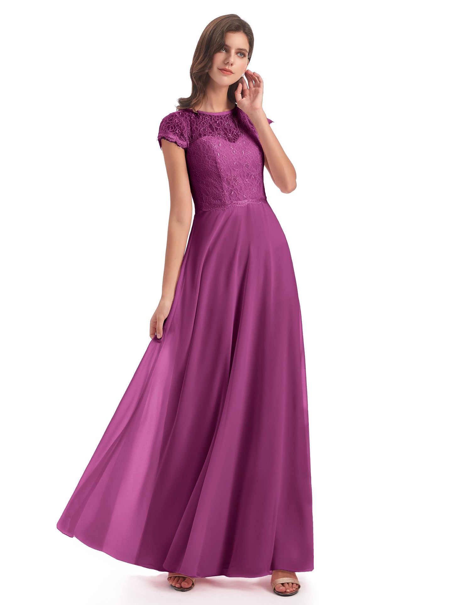 Amelia Sheatch Cap Sleeves Lace Bridesmaid Dresses