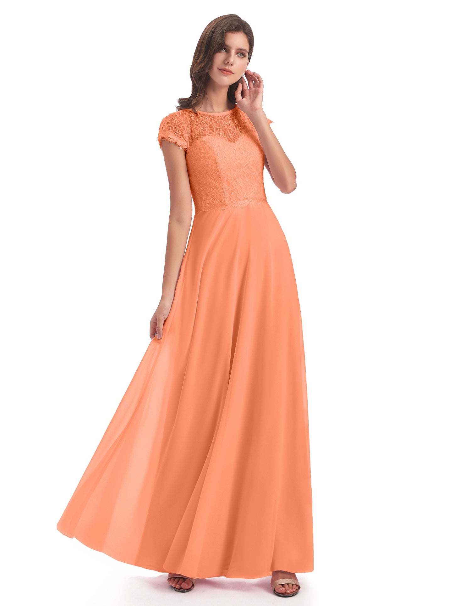 Amelia Sheatch Cap Sleeves Lace Bridesmaid Dresses