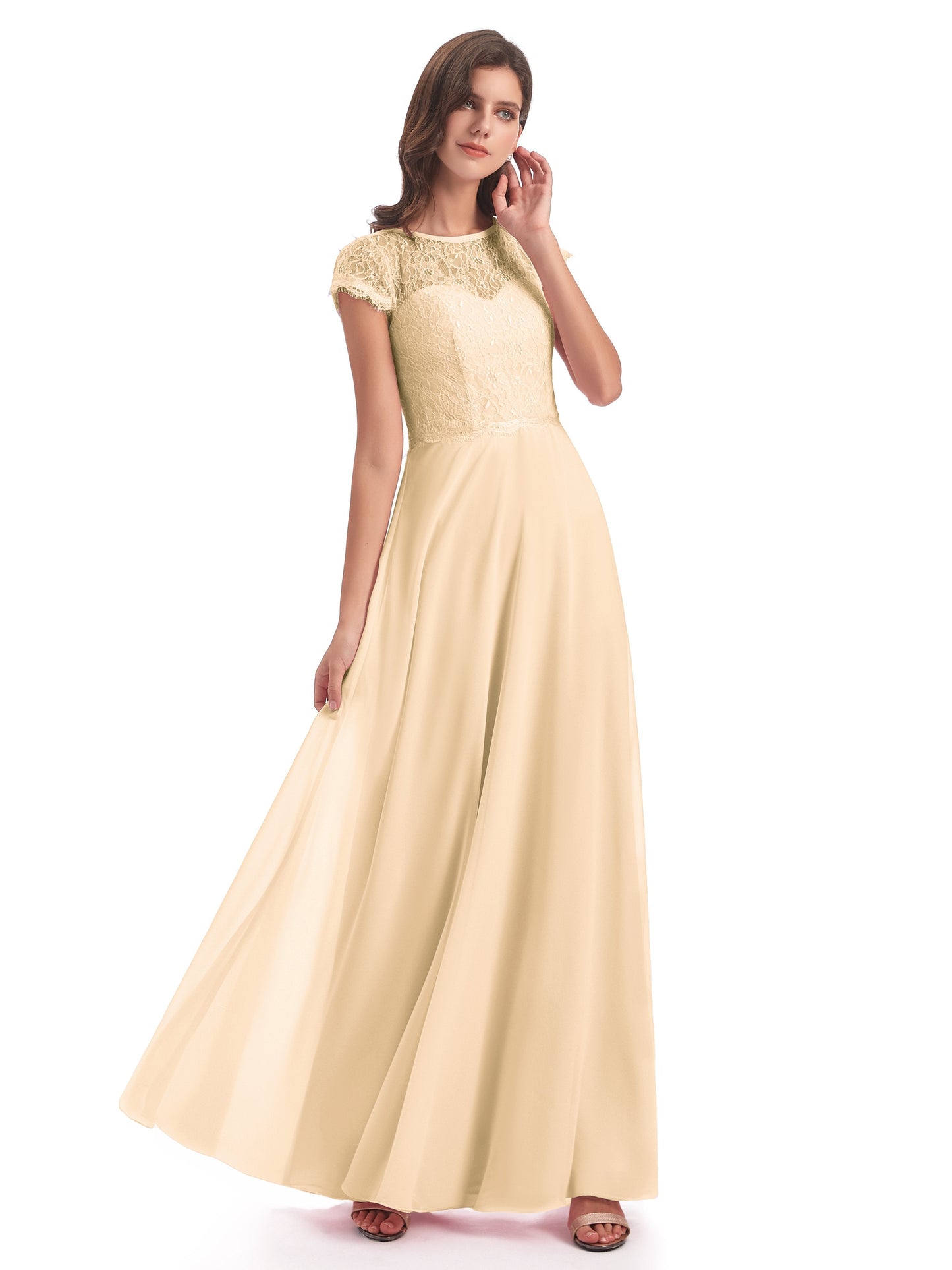 Amelia Sheatch Cap Sleeves Lace Bridesmaid Dresses