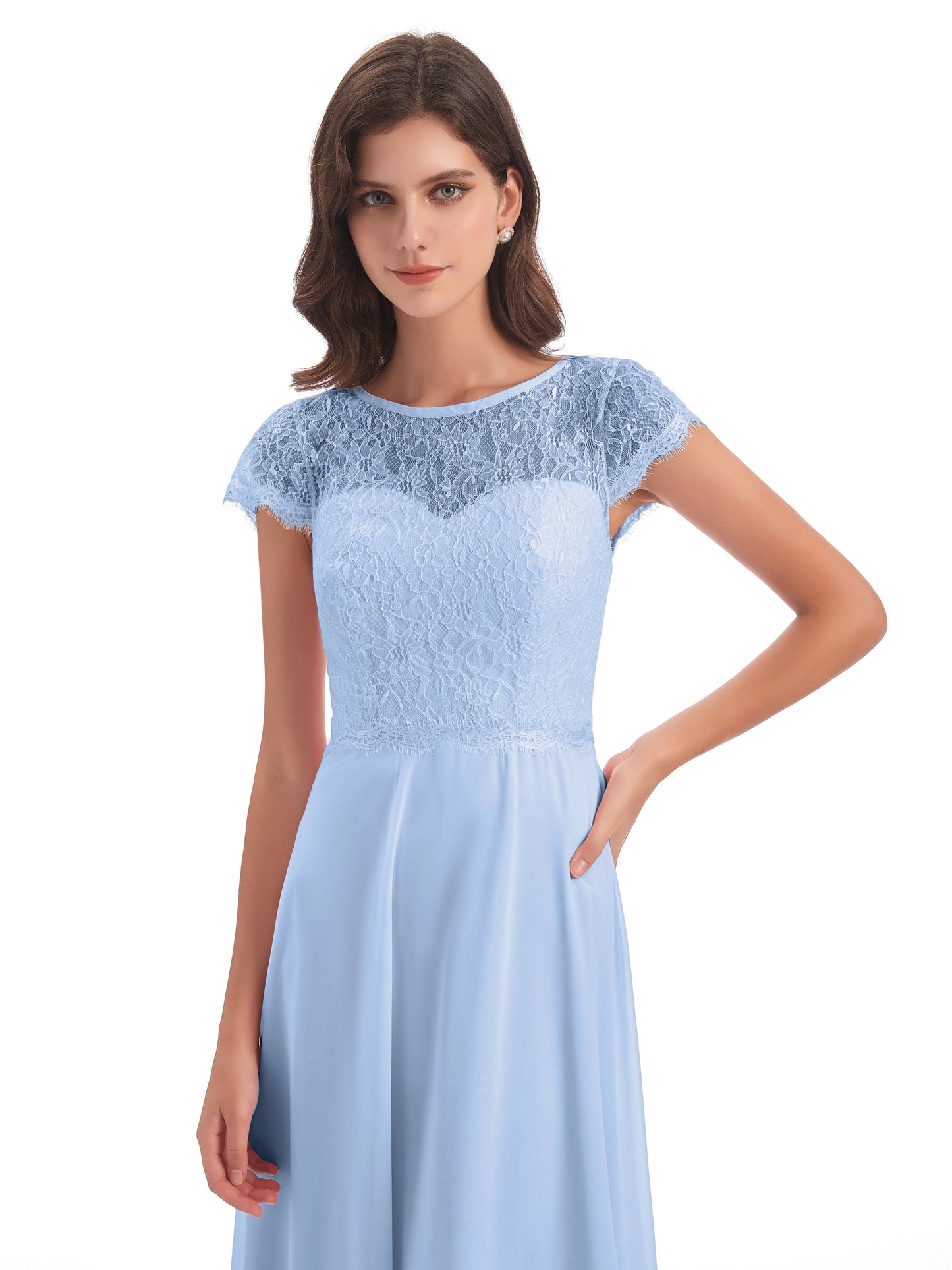 Amelia Sheatch Cap Sleeves Lace Bridesmaid Dresses