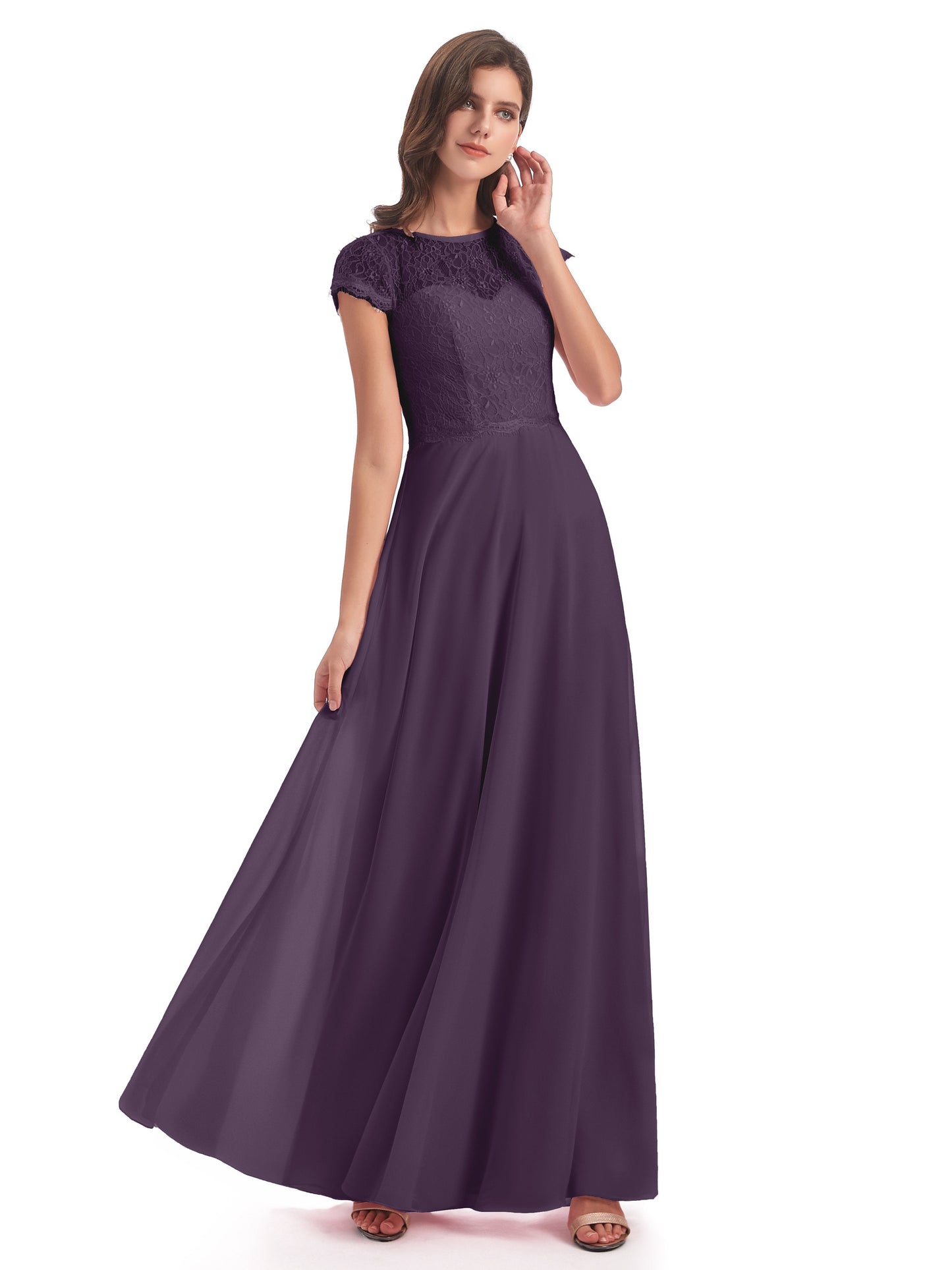 Amelia Sheatch Cap Sleeves Lace Bridesmaid Dresses
